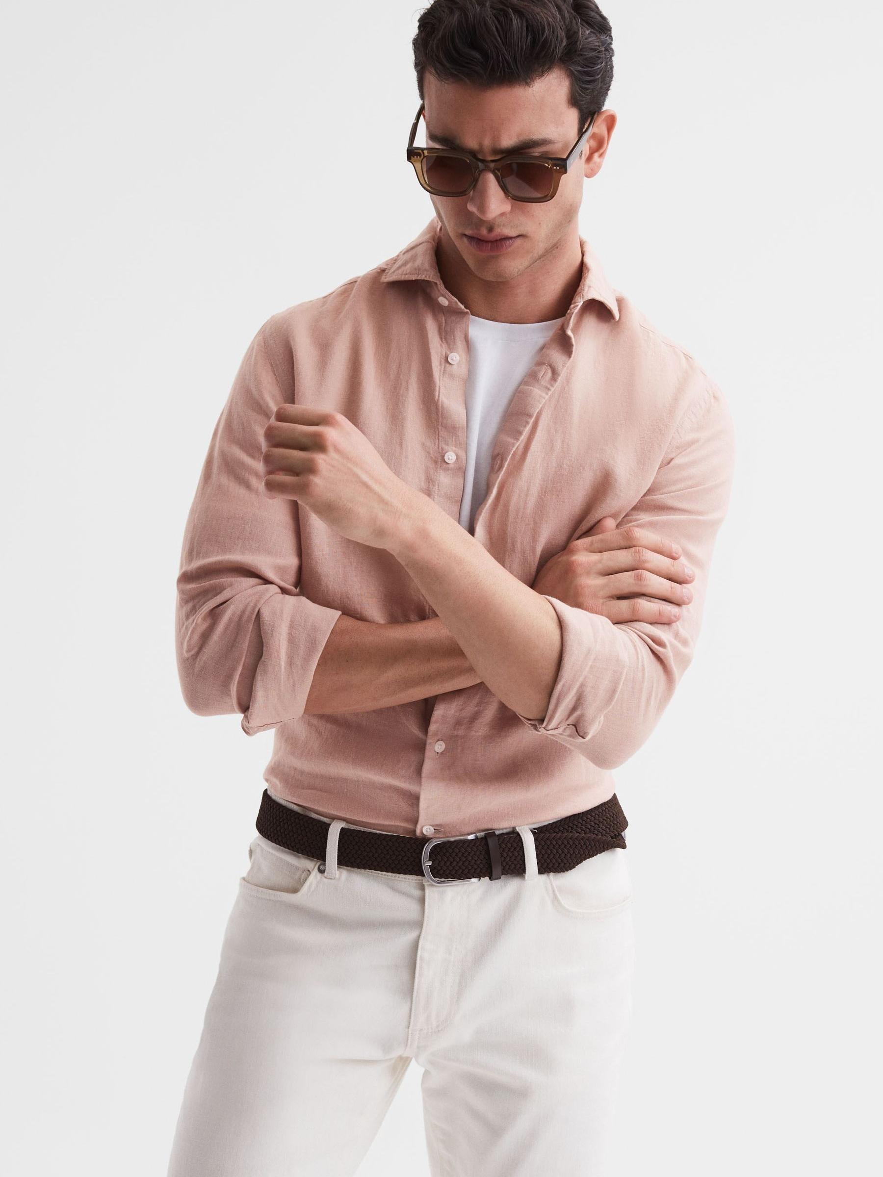 Linen Long Sleeve Shirt in Dust Pink - Image 3 of 6