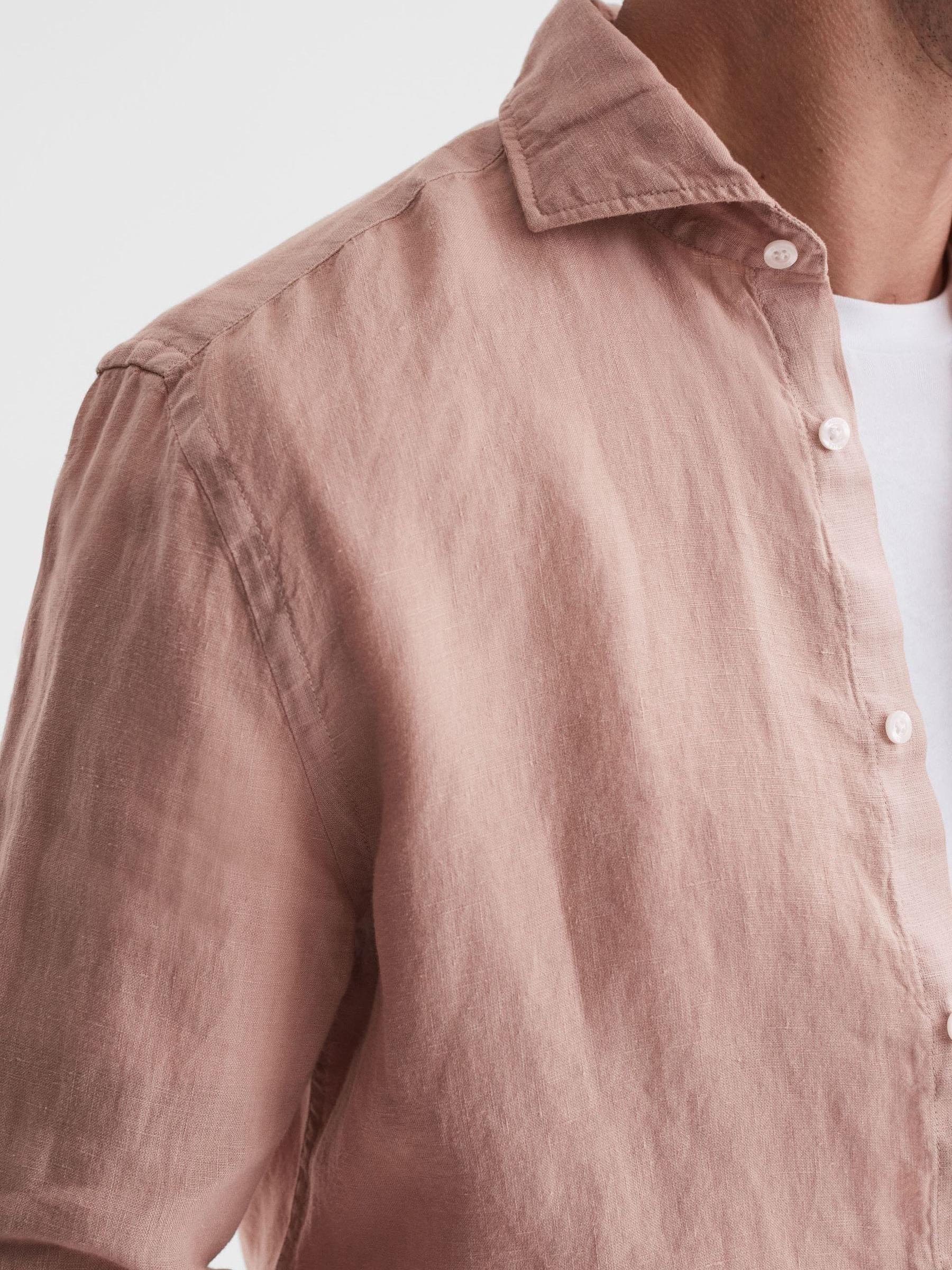 Linen Long Sleeve Shirt in Dust Pink - Image 4 of 6