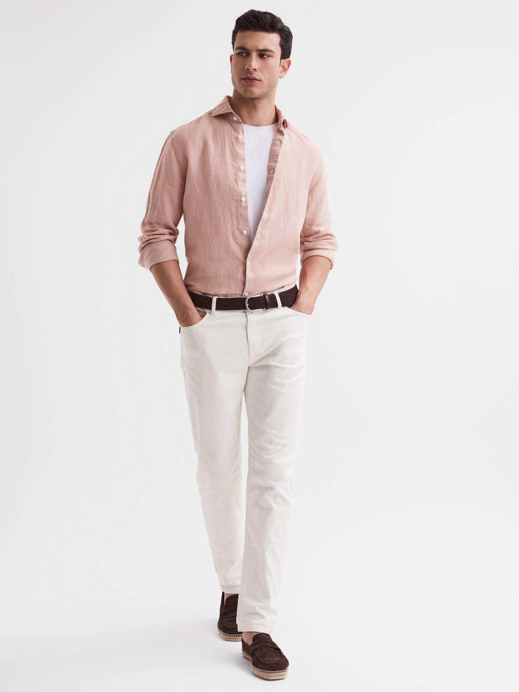 Linen Long Sleeve Shirt in Dust Pink - Image 8 of 13