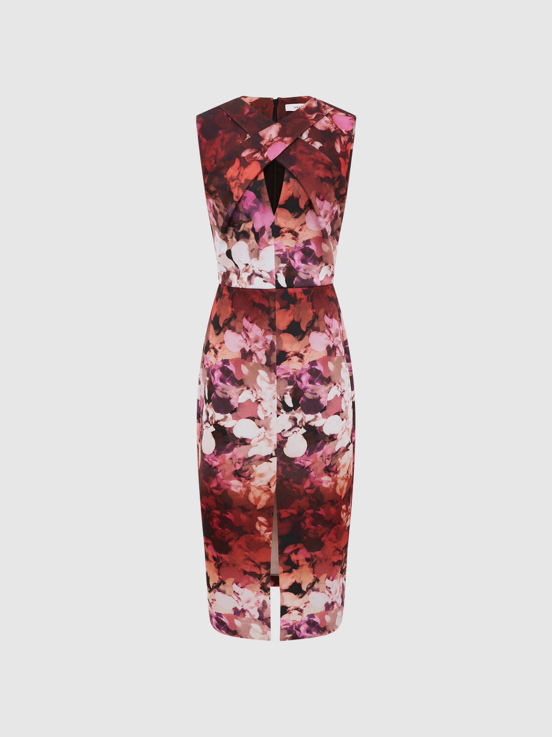 Floral Printed Bodycon Midi Dress in Berry - Image 2 of 6