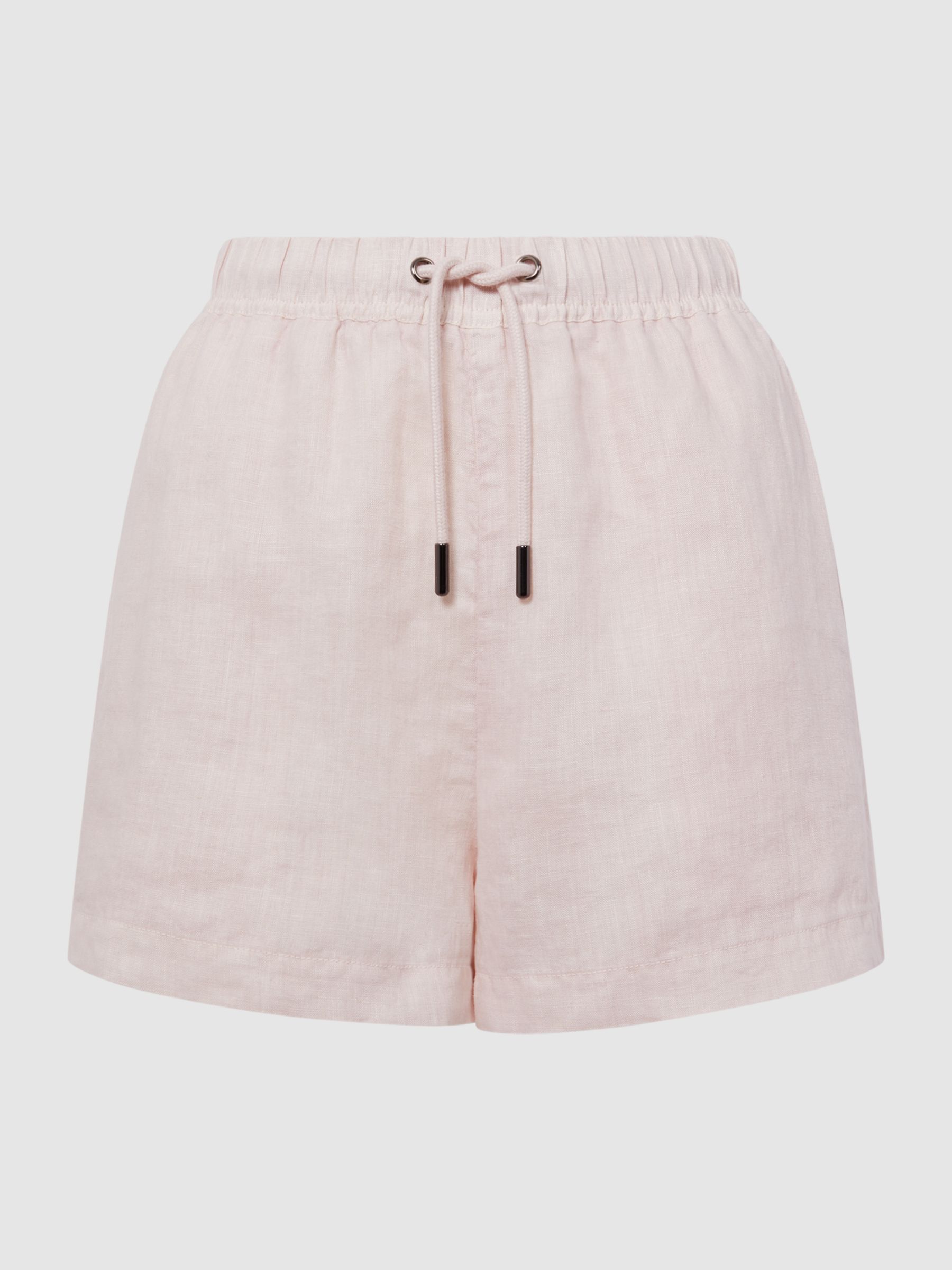 Linen Drawstring Shorts in Soft Pink - Image 2 of 5