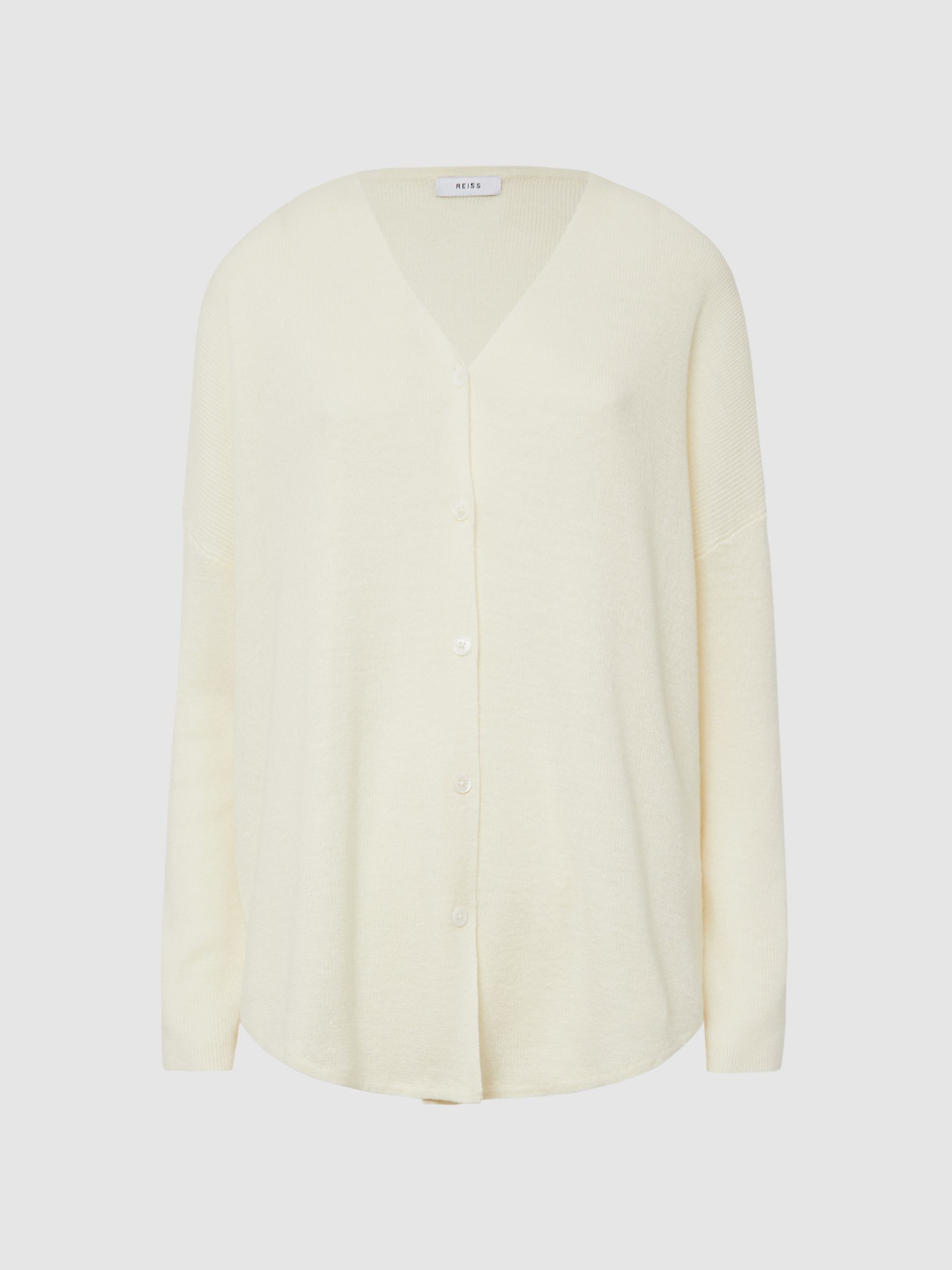 Linen Wool Cardigan in Cream - Image 2 of 5