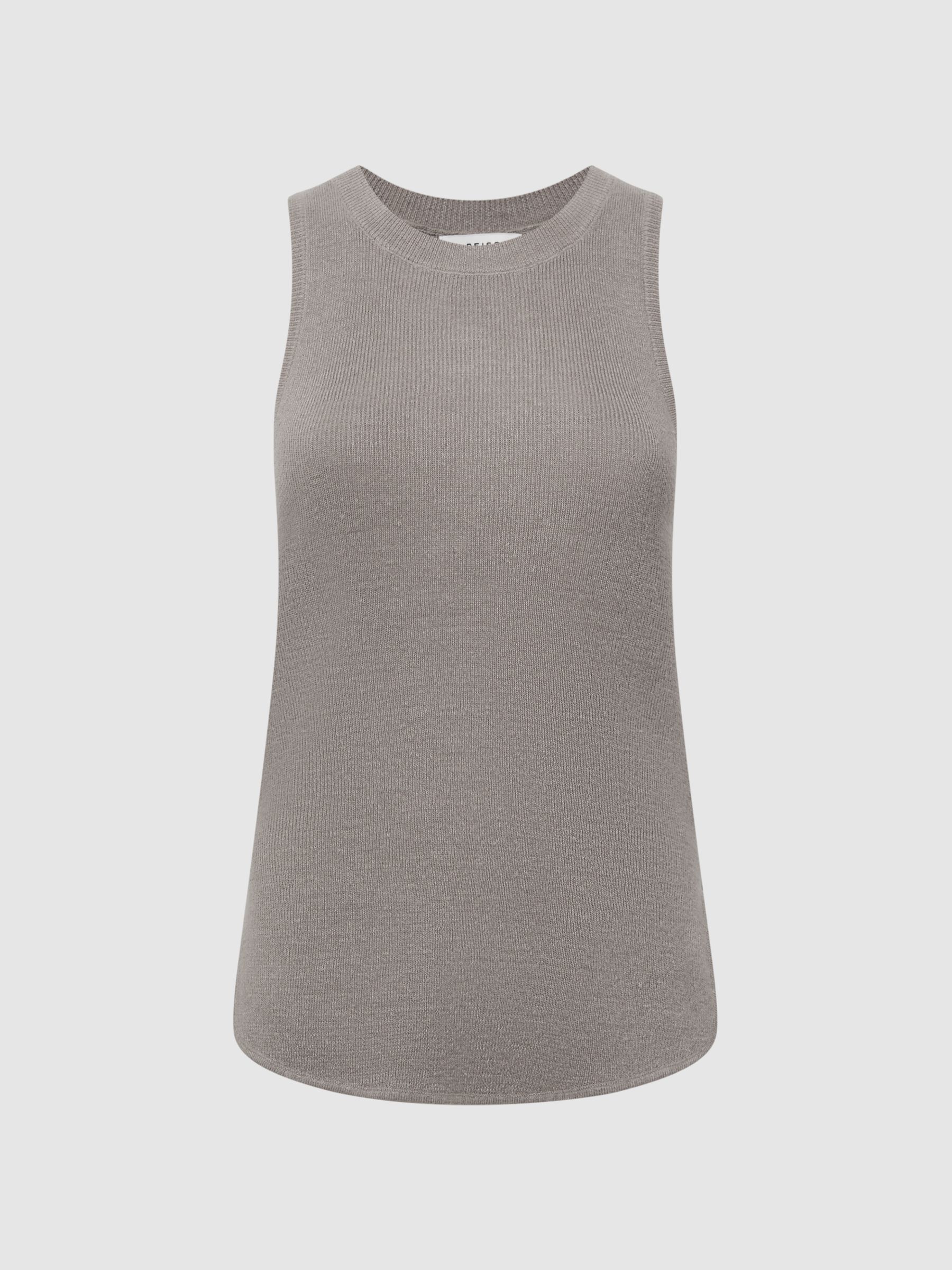 Knitted Linen Vest in Mushroom - Image 2 of 7
