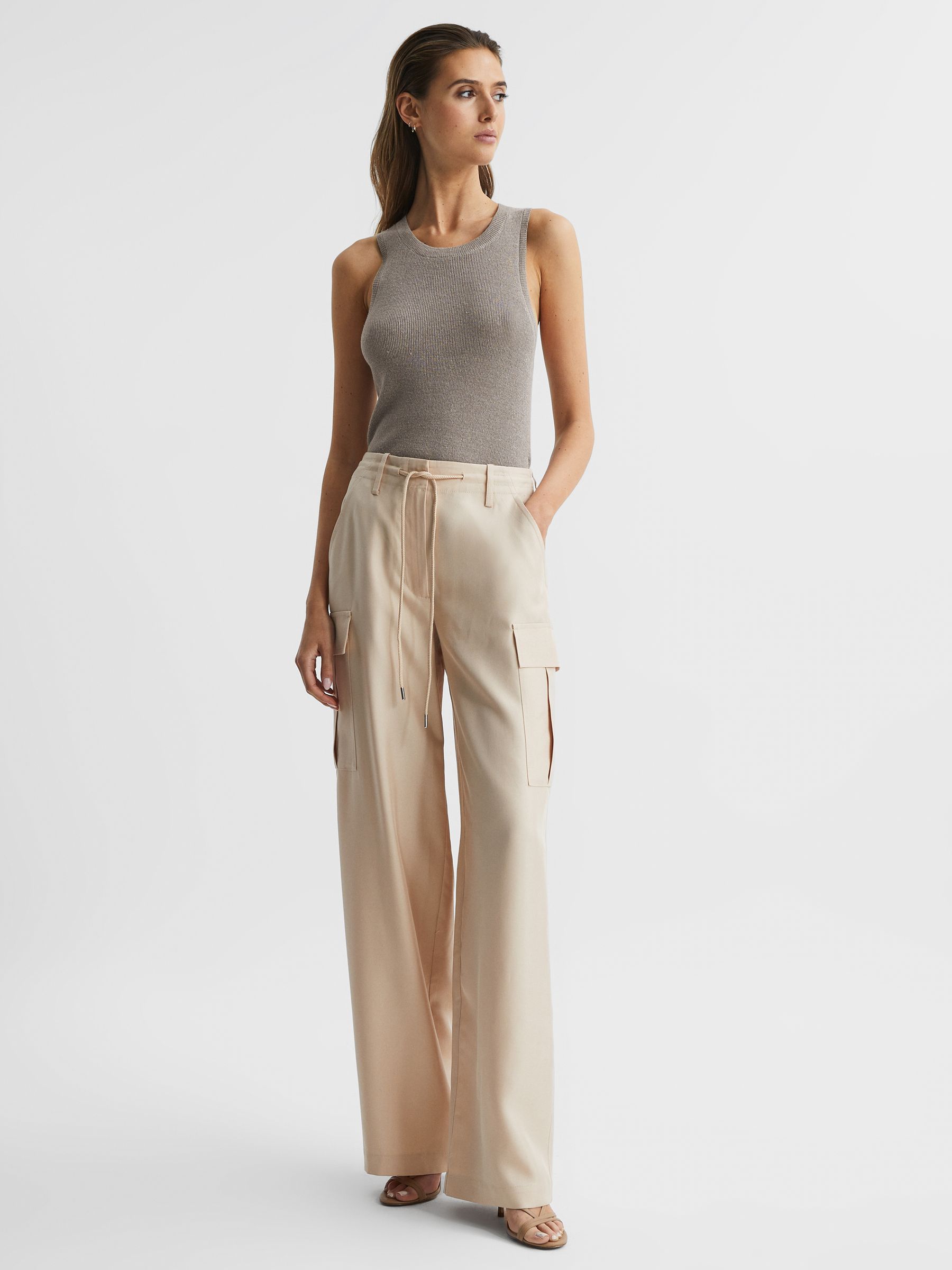 Knitted Linen Vest in Mushroom - Image 3 of 7