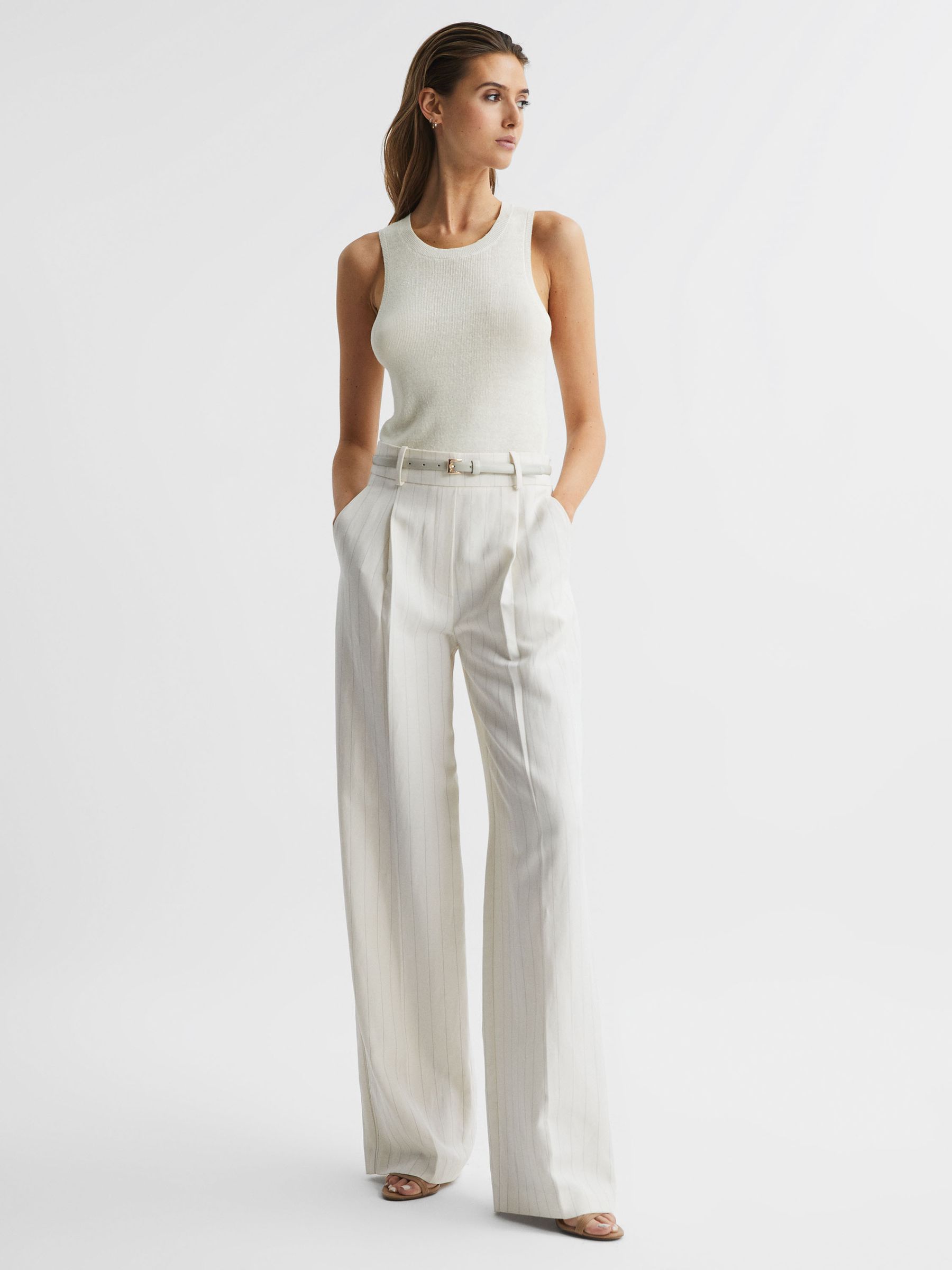 Knitted Linen Vest in Cream - Image 1 of 7