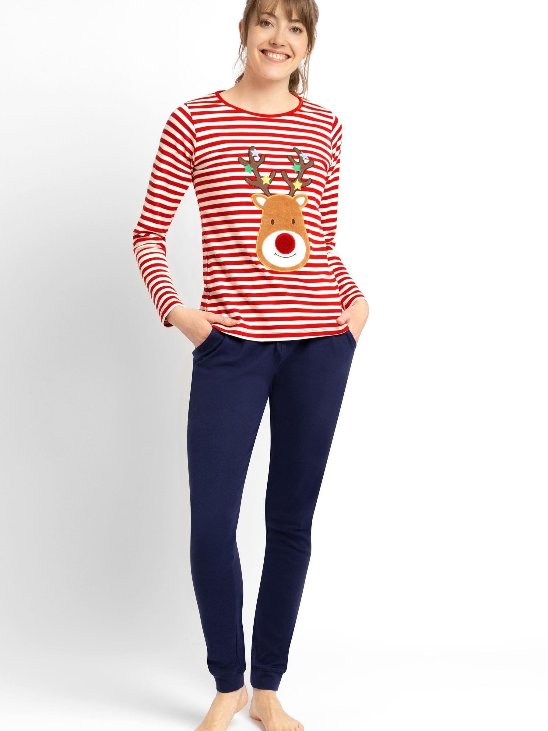 Red Women's Reindeer Pyjama Set - Image 1 of 5