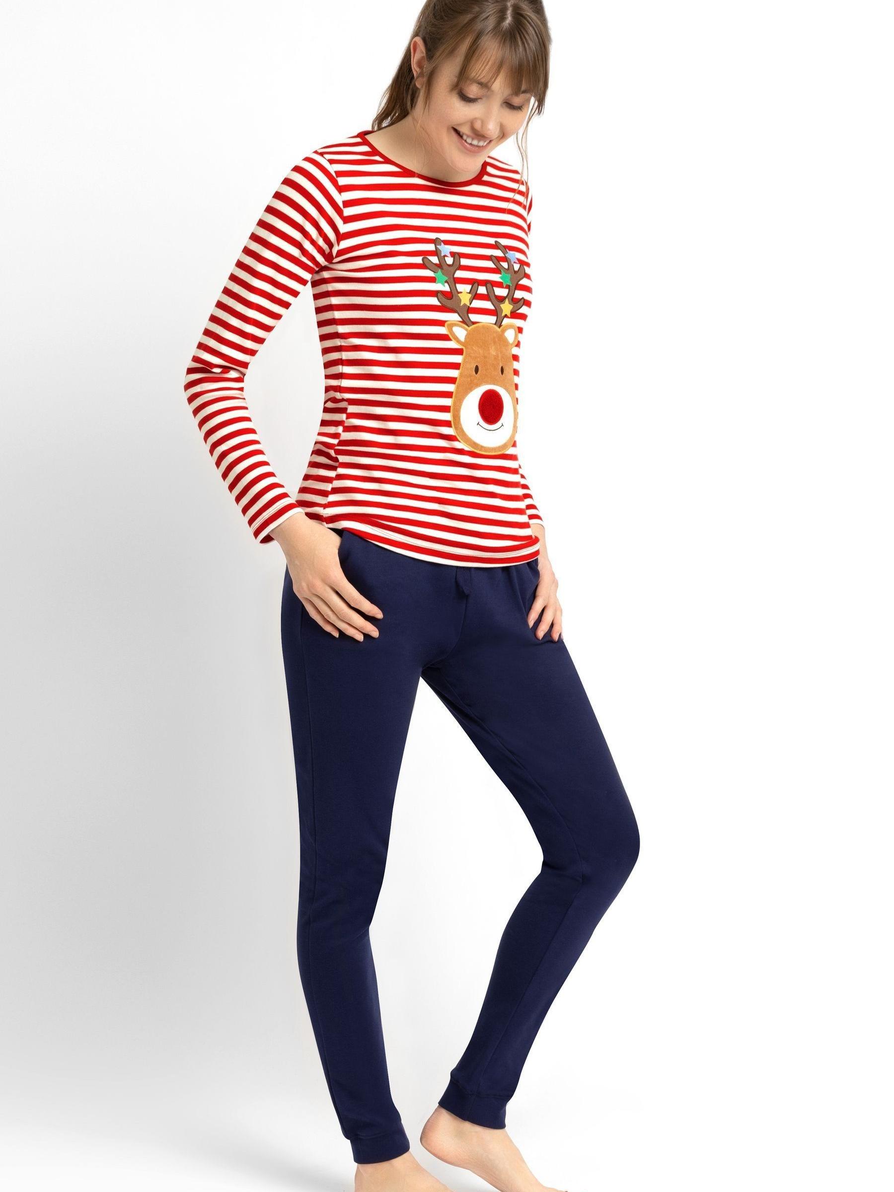 Red Women's Reindeer Pyjama Set - Image 2 of 5