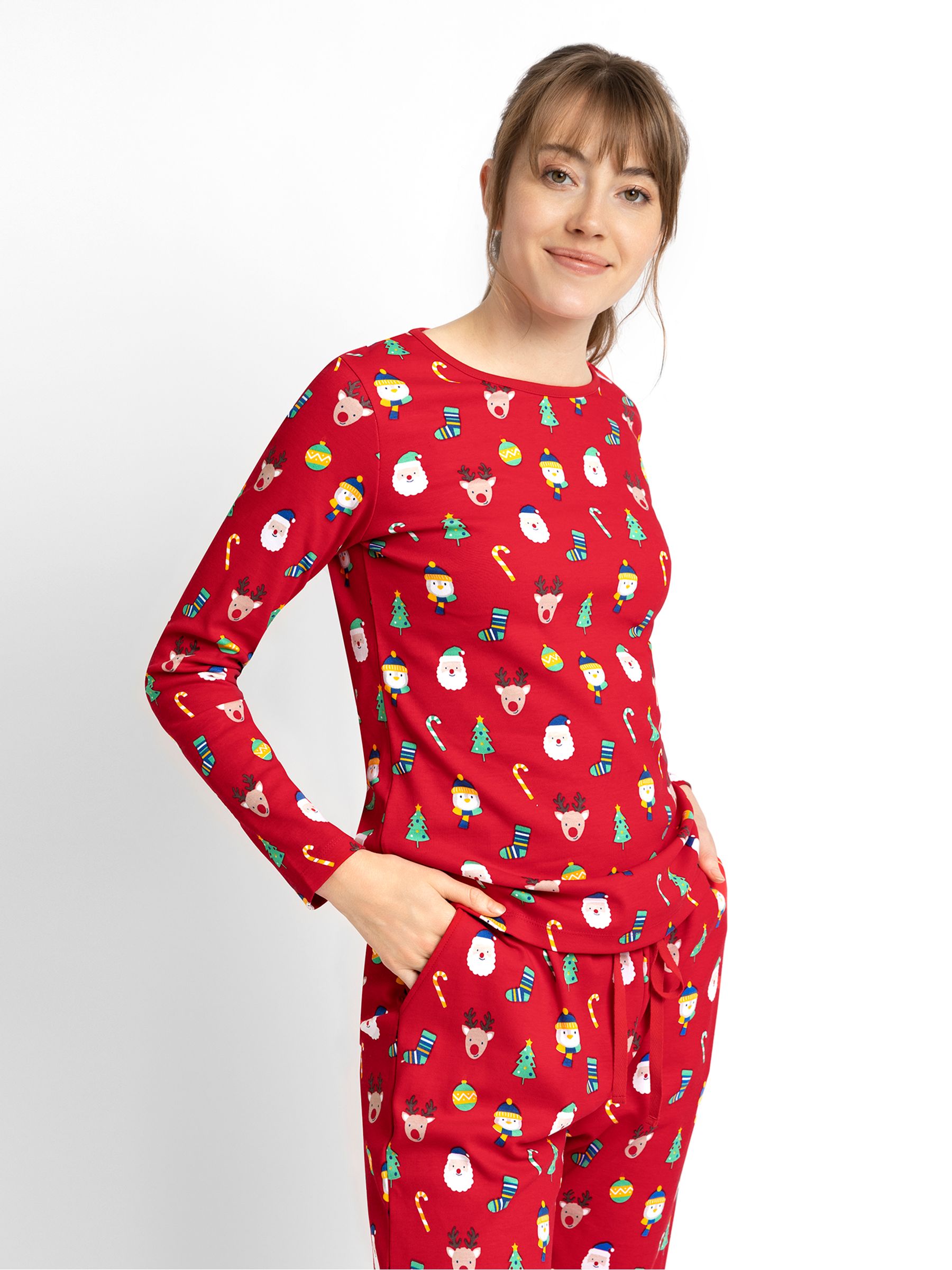 Red Women's Christmas Print Pyjama Set - Image 3 of 3