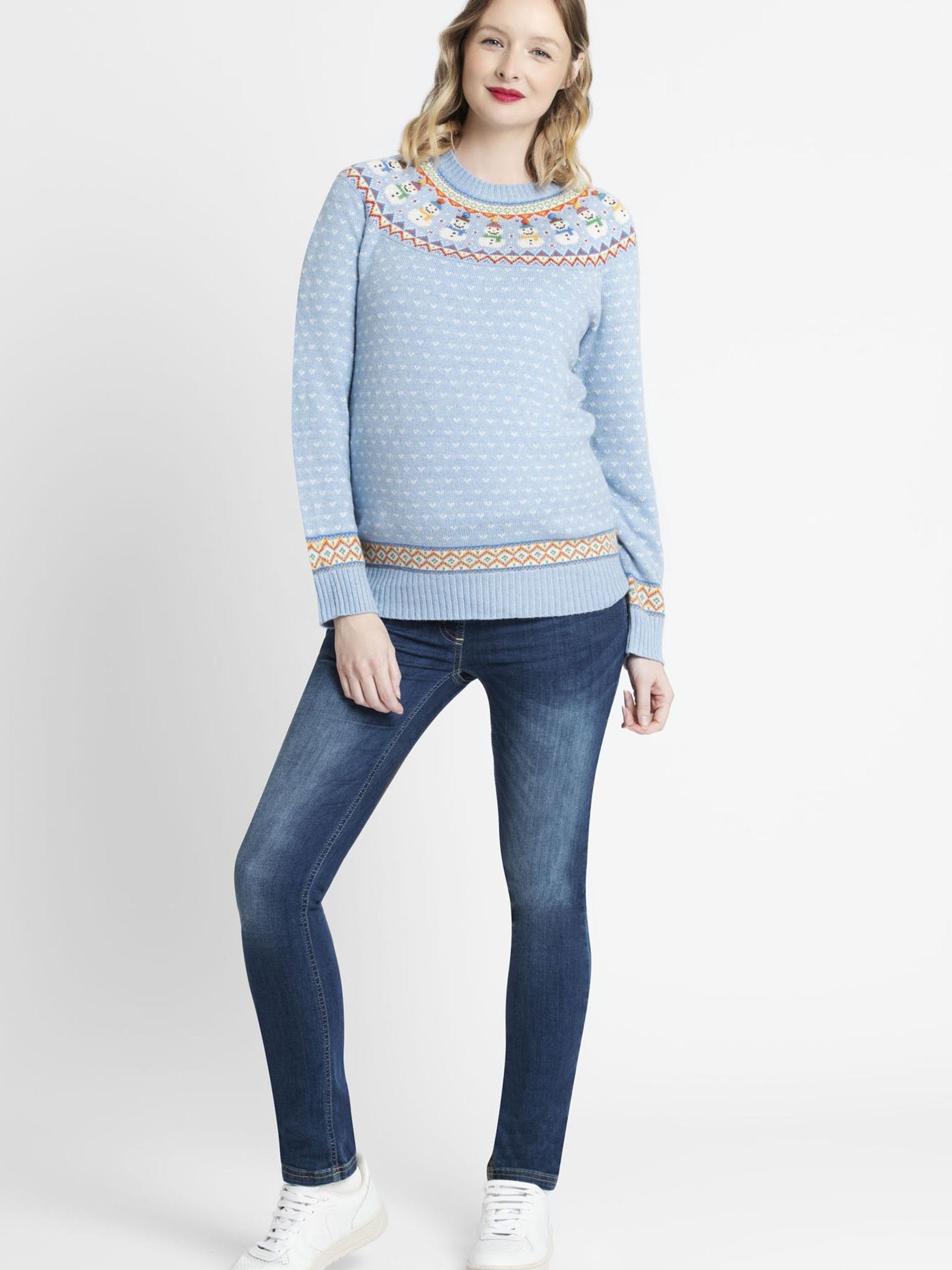 Blue Womens Snowman Fair Isle Pattern Jumper - Image 1 of 2
