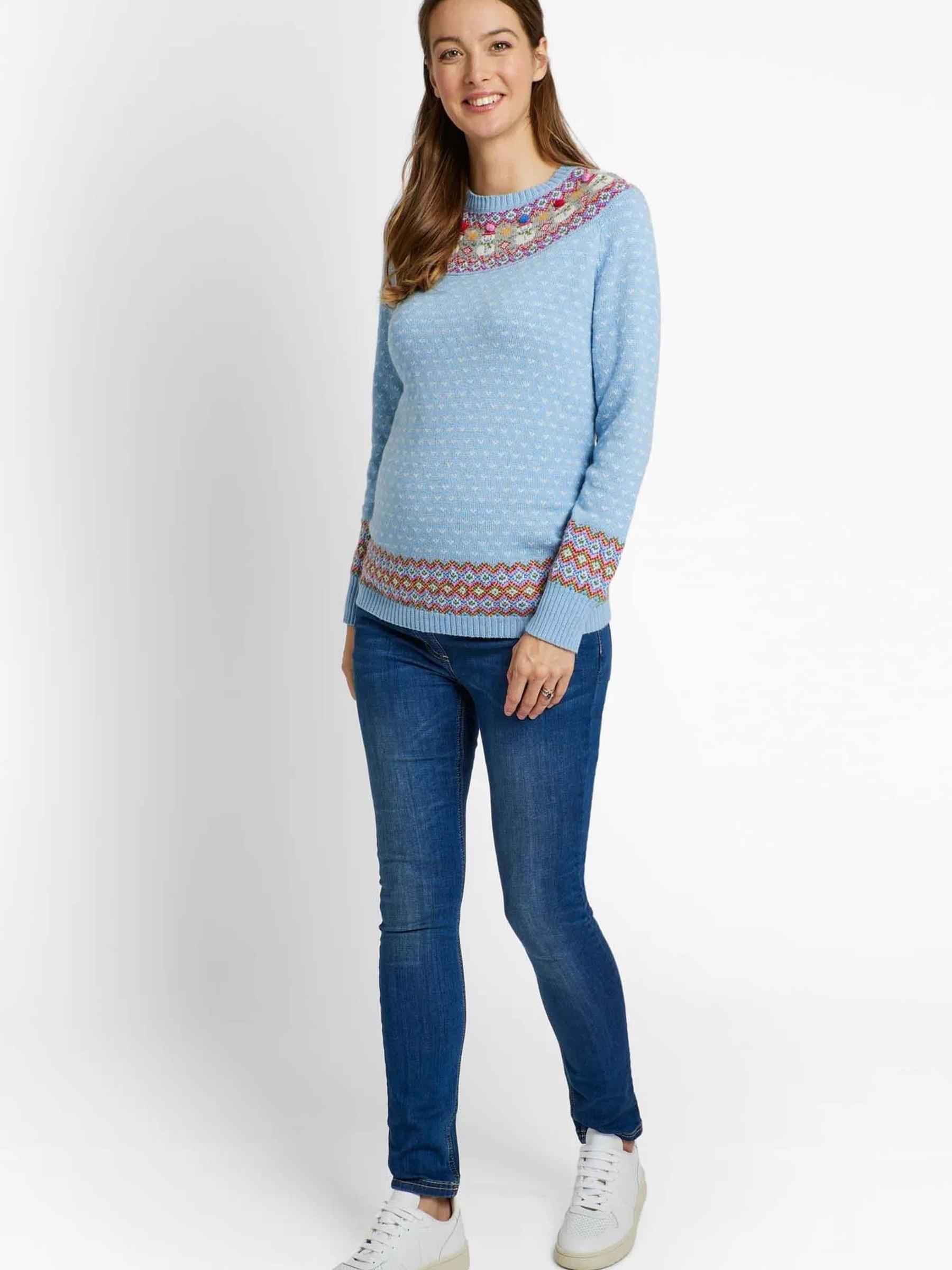 Blue Snowman Fair Isle Pattern Cashmere Mix Maternity Jumper - Image 1 of 4