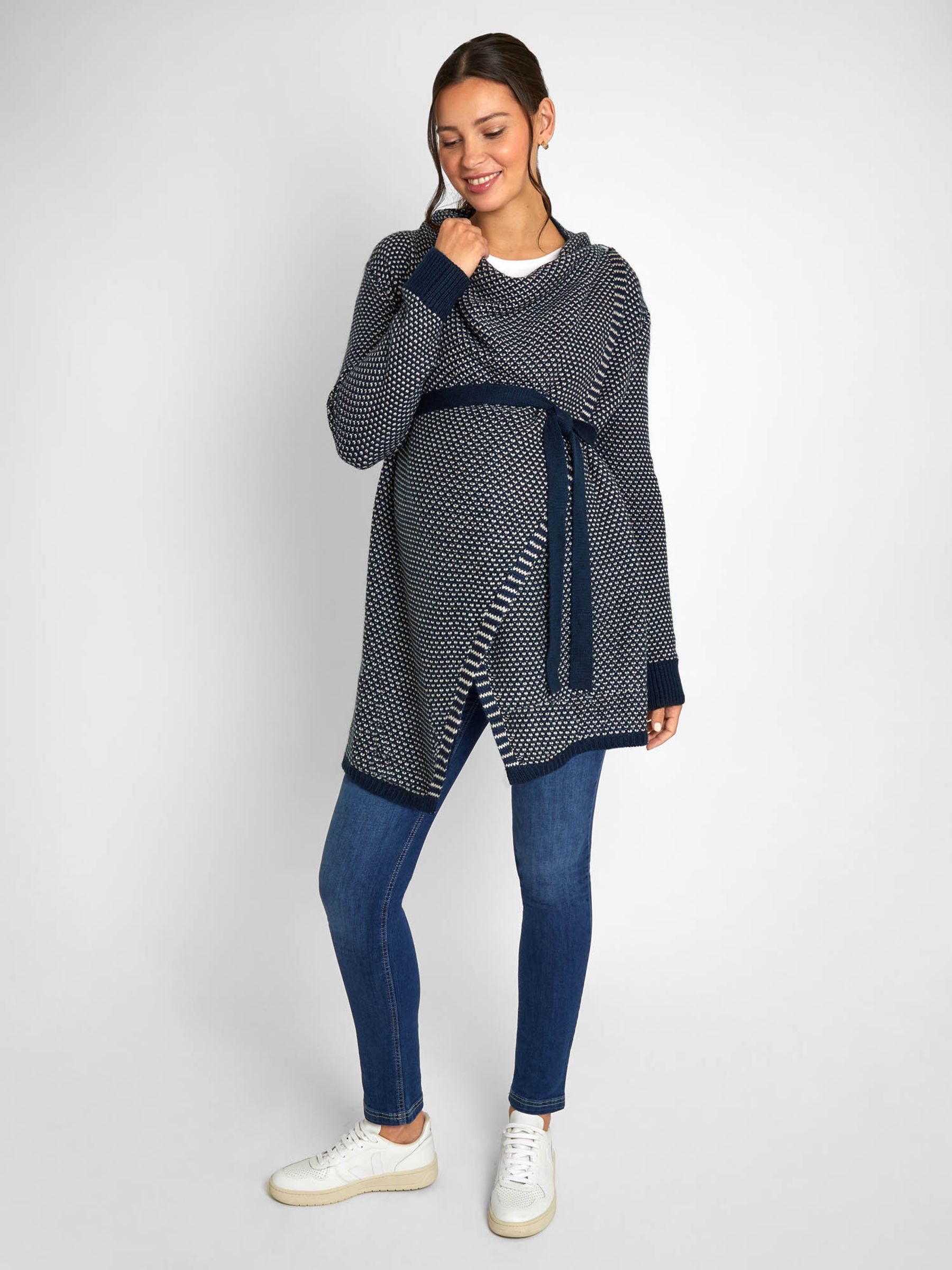 Navy Blue Drape Maternity & Nursing Cardigan - Image 3 of 4