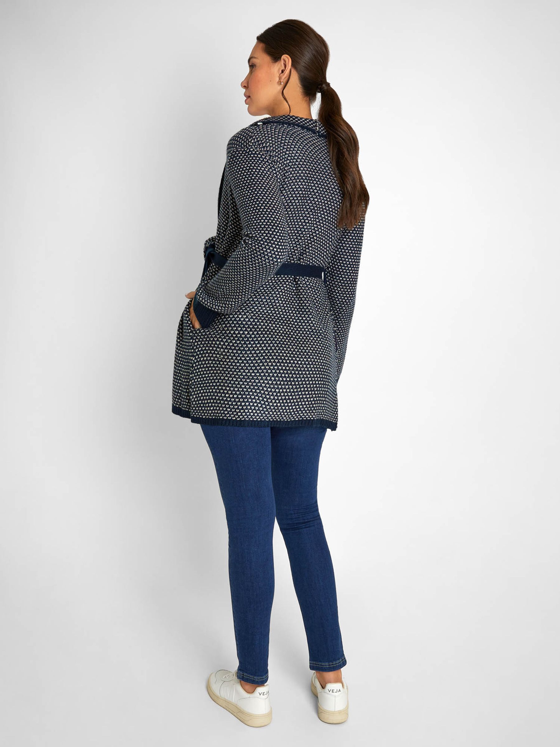 Navy Blue Drape Maternity & Nursing Cardigan - Image 4 of 4