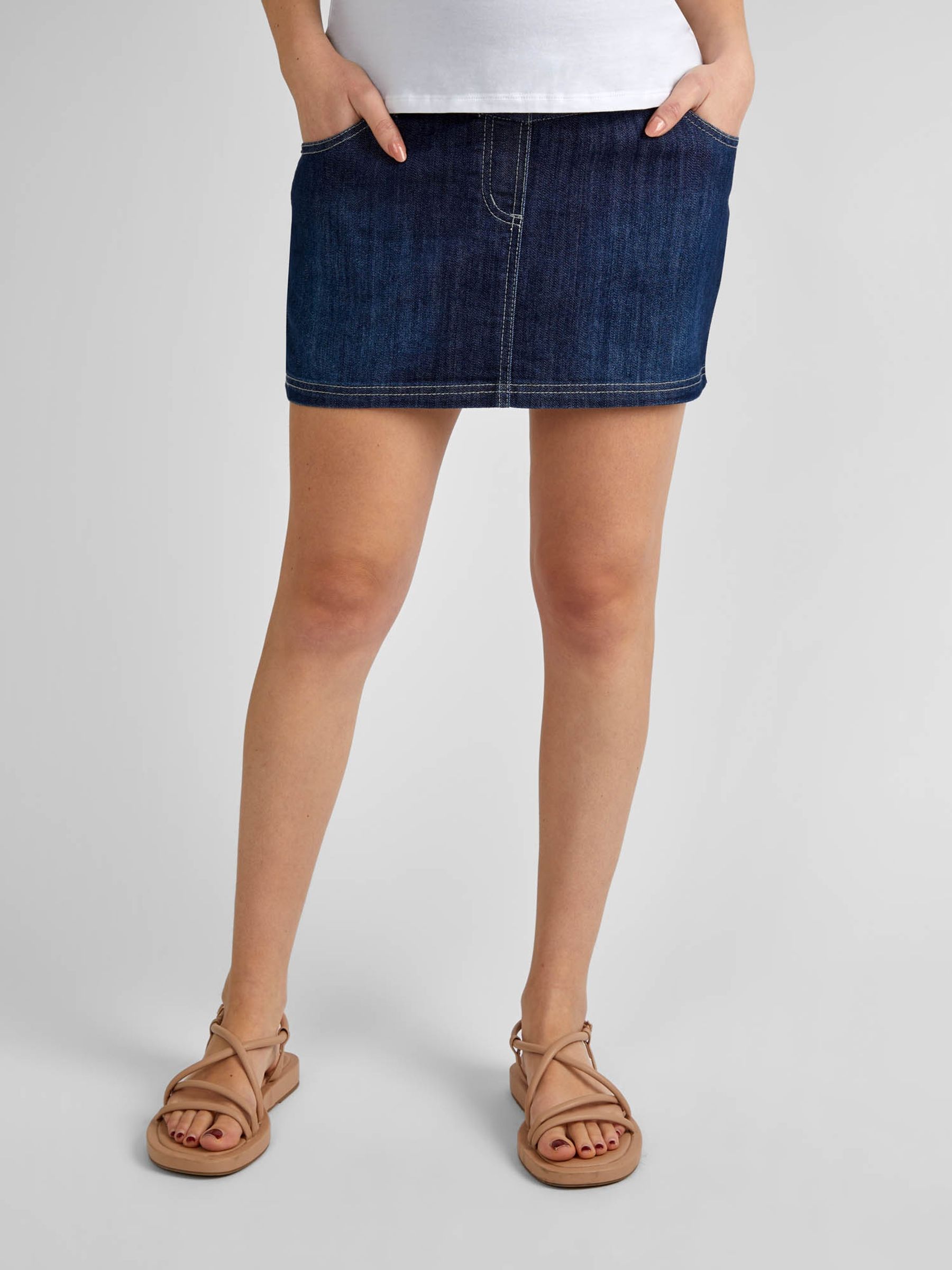 Dark Wash Maternity Denim Mini Skirt - Image 2 of 4