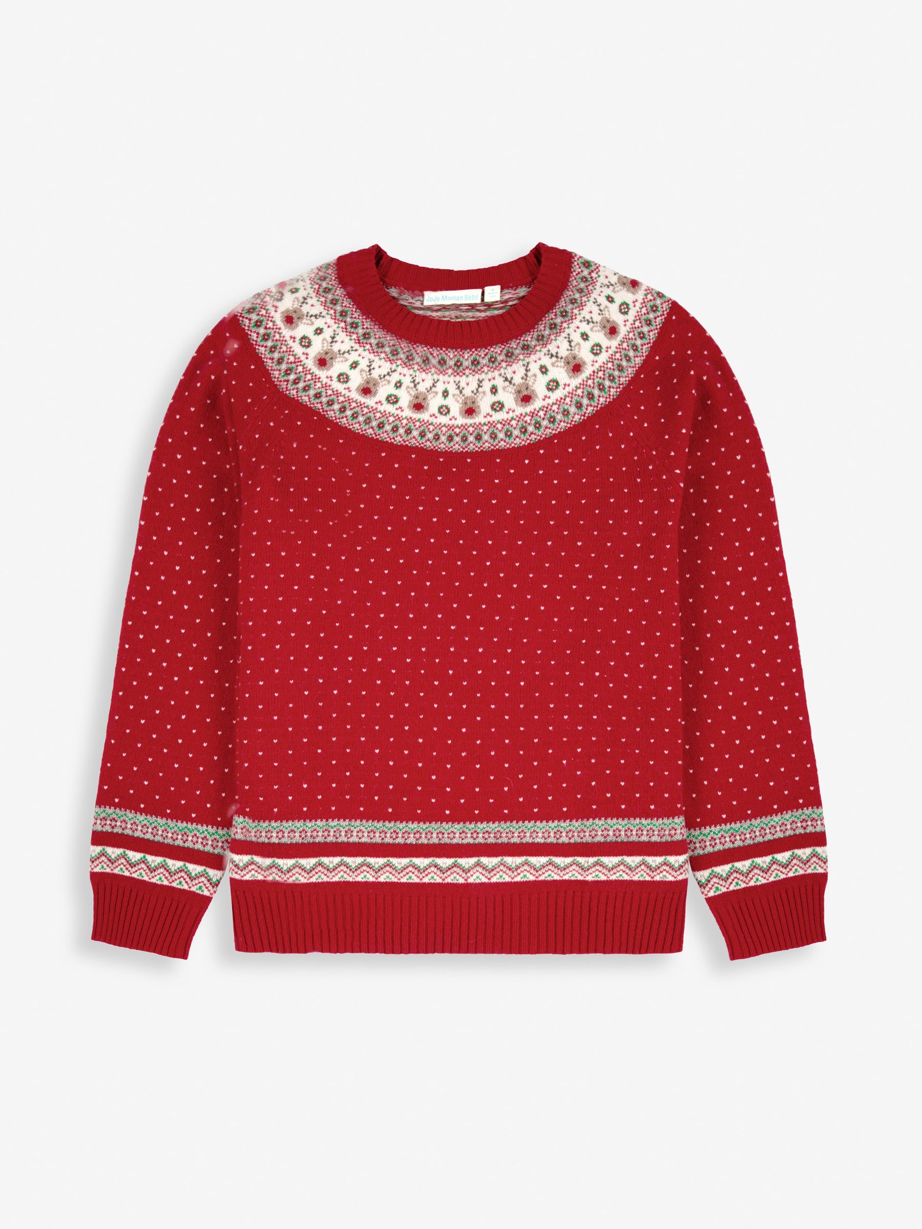 Red Knitted Christmas Reindeer Fair Isle Pattern Jumper JoJo