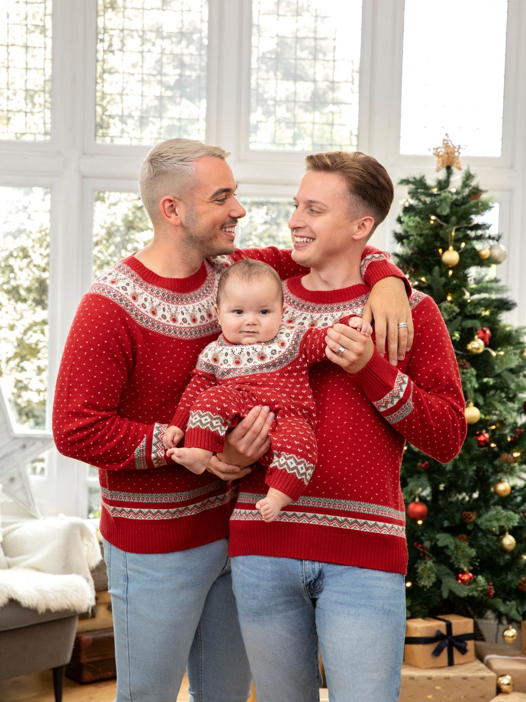 Red Knitted Christmas Reindeer Fair Isle Pattern Jumper - Image 5 of 6