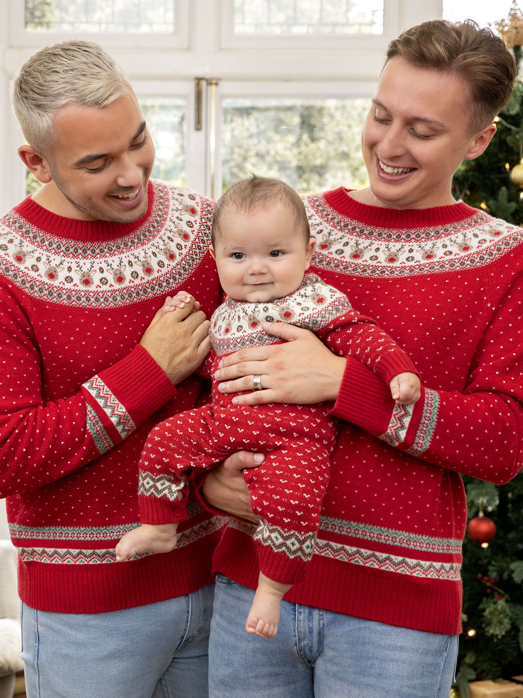 Red Knitted Christmas Reindeer Fair Isle Pattern Jumper - Image 6 of 6