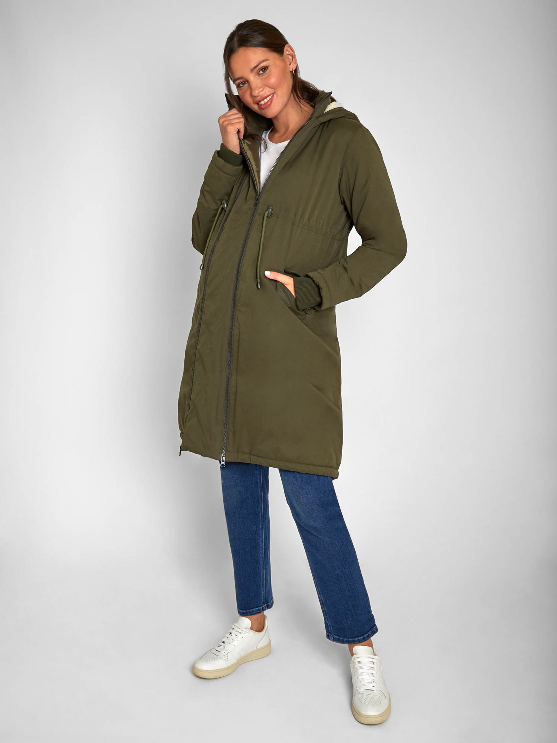 Khaki Cosy 2-in-1 Maternity Parka - Image 3 of 7