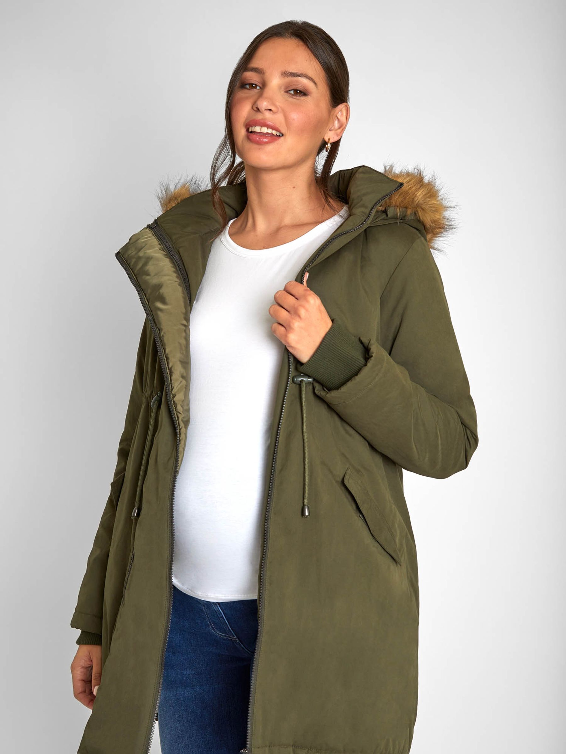 Khaki Cosy 2-in-1 Maternity Parka - Image 4 of 7