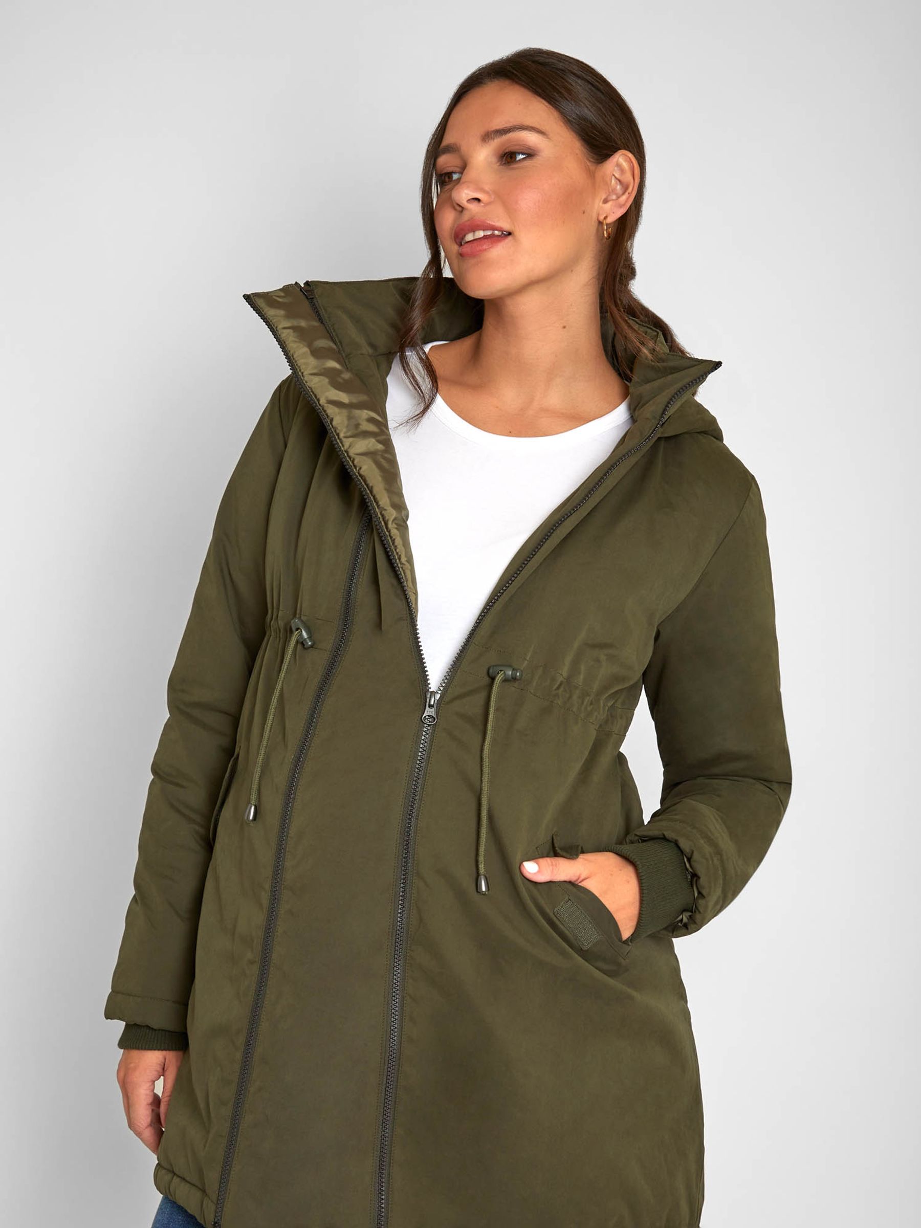 Khaki Cosy 2-in-1 Maternity Parka - Image 6 of 7