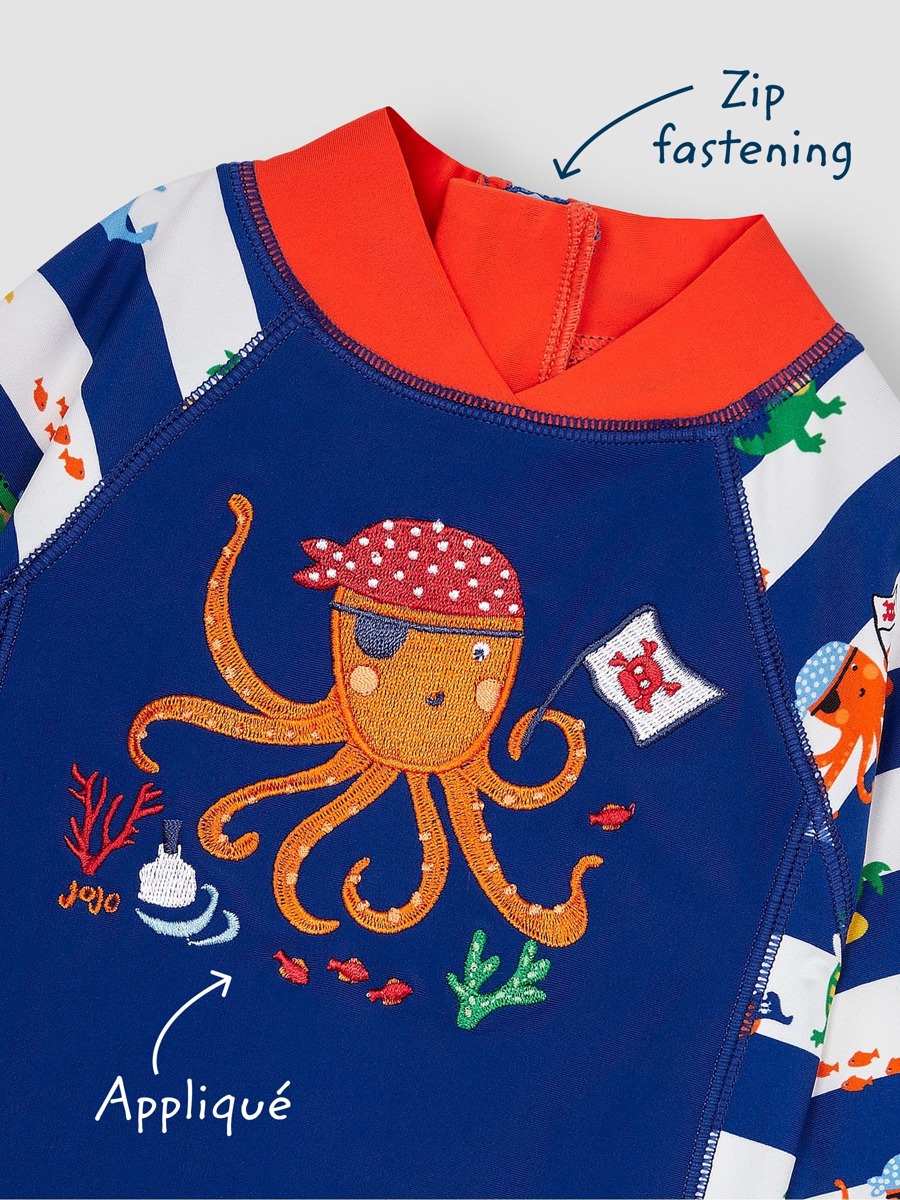 Navy Blue Pirate UPF 50 1-Piece Sun Protection Suit - Image 4 of 6