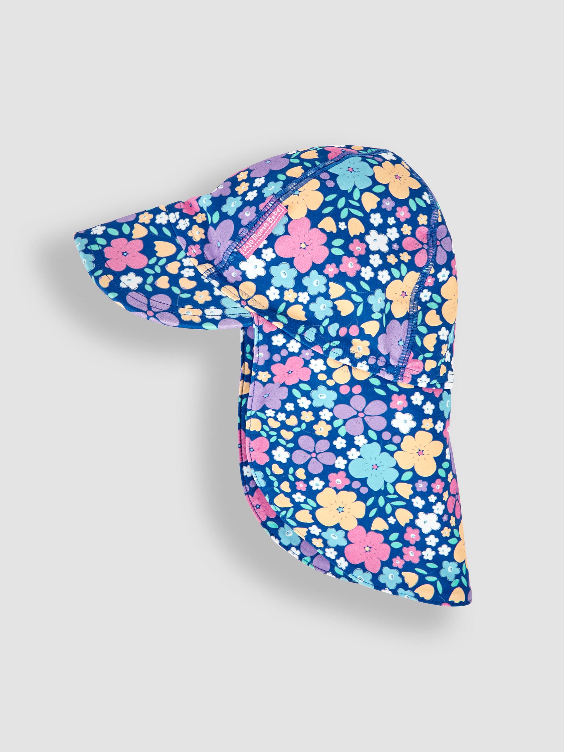 Navy Blue Floral Sun Protection Hat - Image 2 of 3