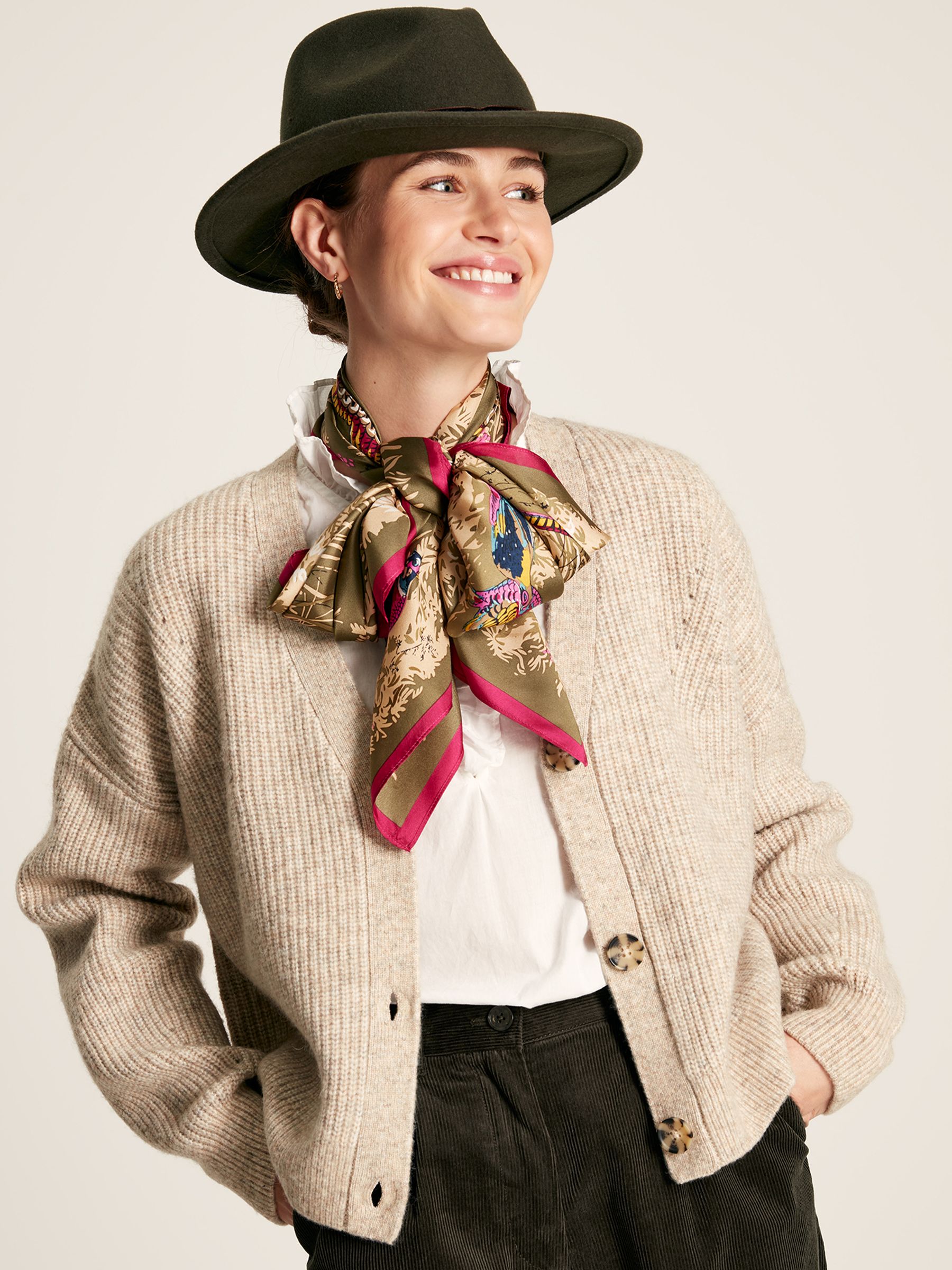 Samantha Brown V Neck Ribbed Knit Buttoned Cardigan - Image 1 of 6