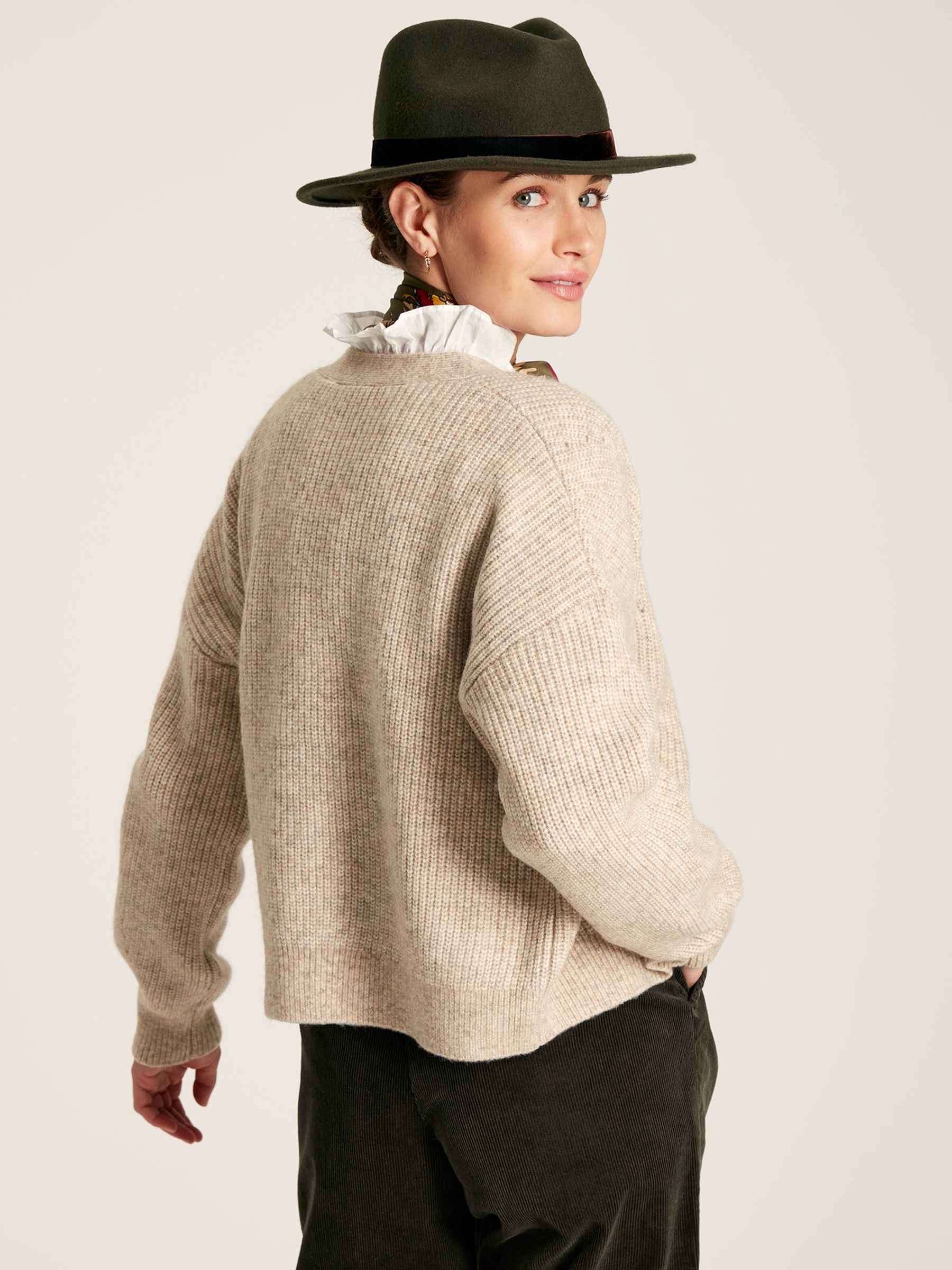 Samantha Brown V Neck Ribbed Knit Buttoned Cardigan - Image 2 of 6