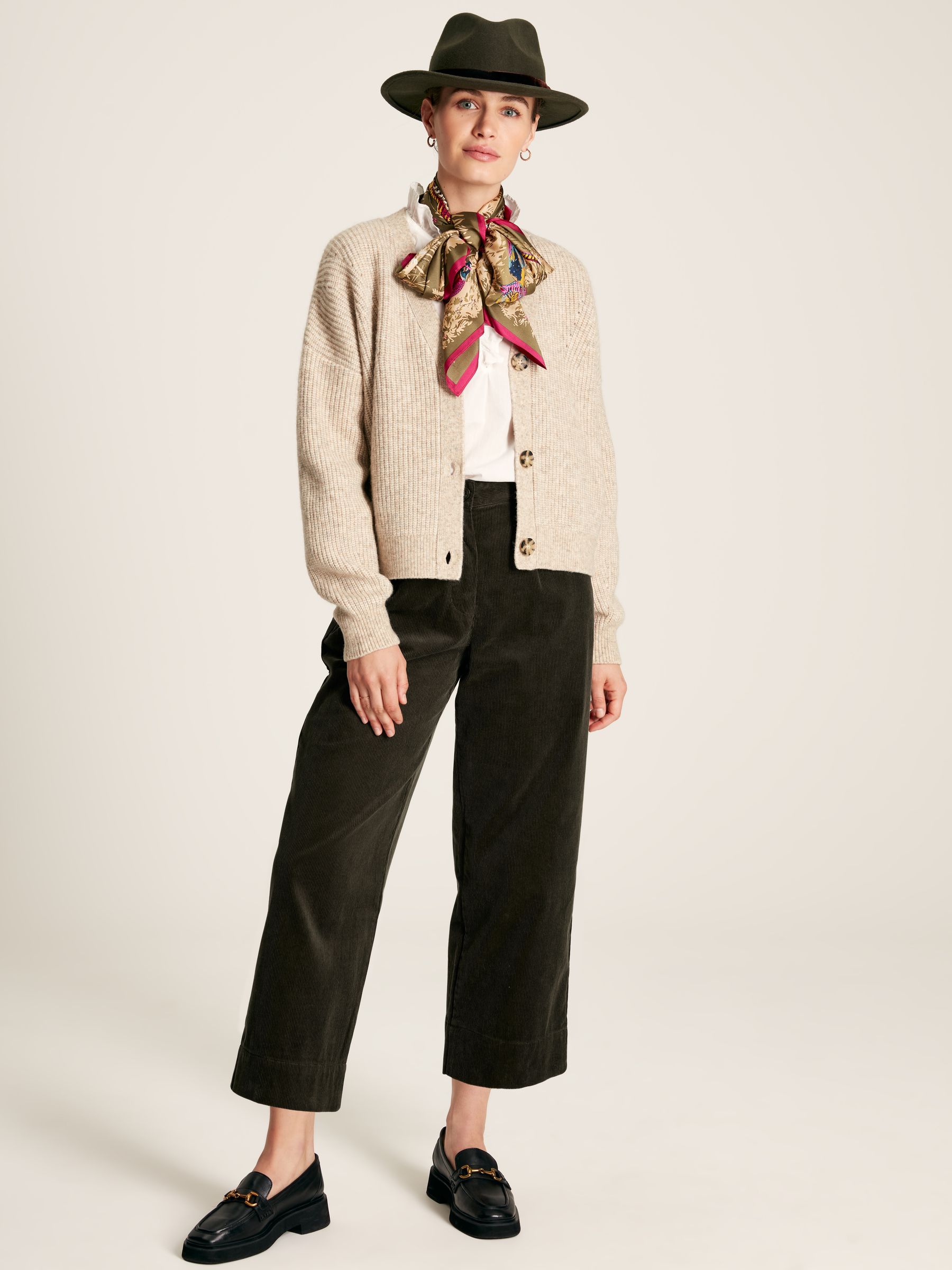 Samantha Brown V Neck Ribbed Knit Buttoned Cardigan - Image 3 of 6