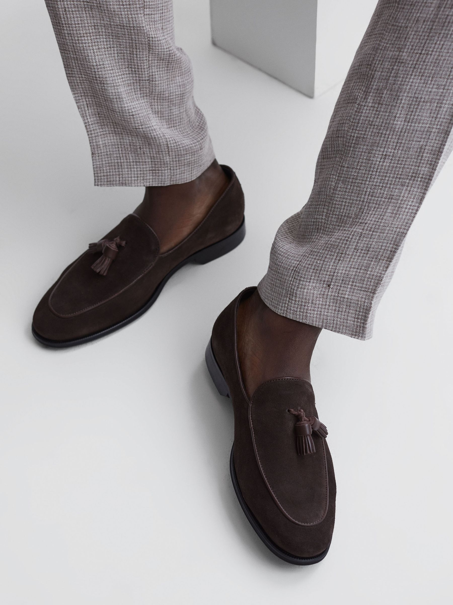 Suede Tassel Loafers in Chocolate - Image 3 of 6