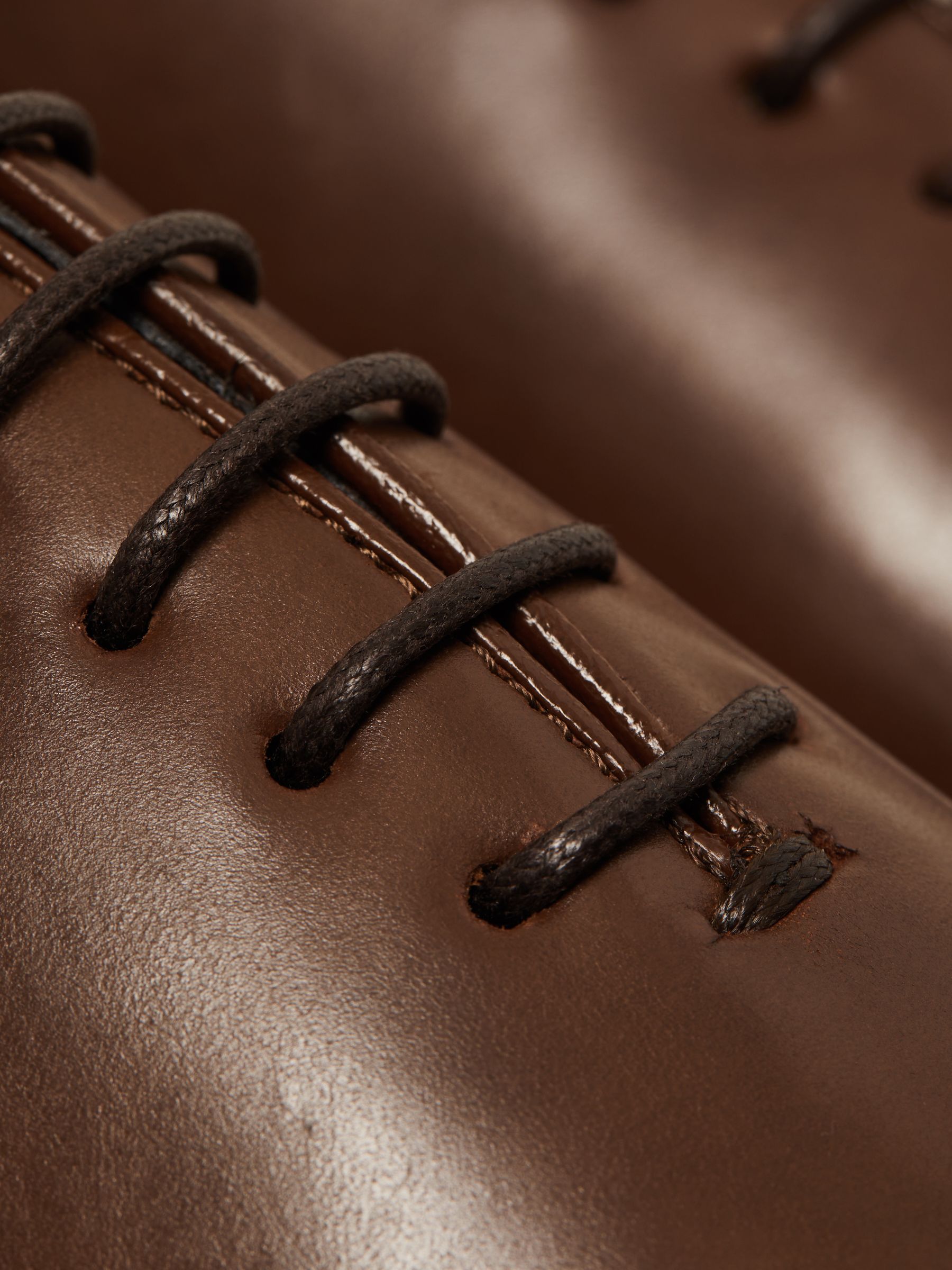 Leather Whole Cut Shoes in Tan - Image 4 of 5