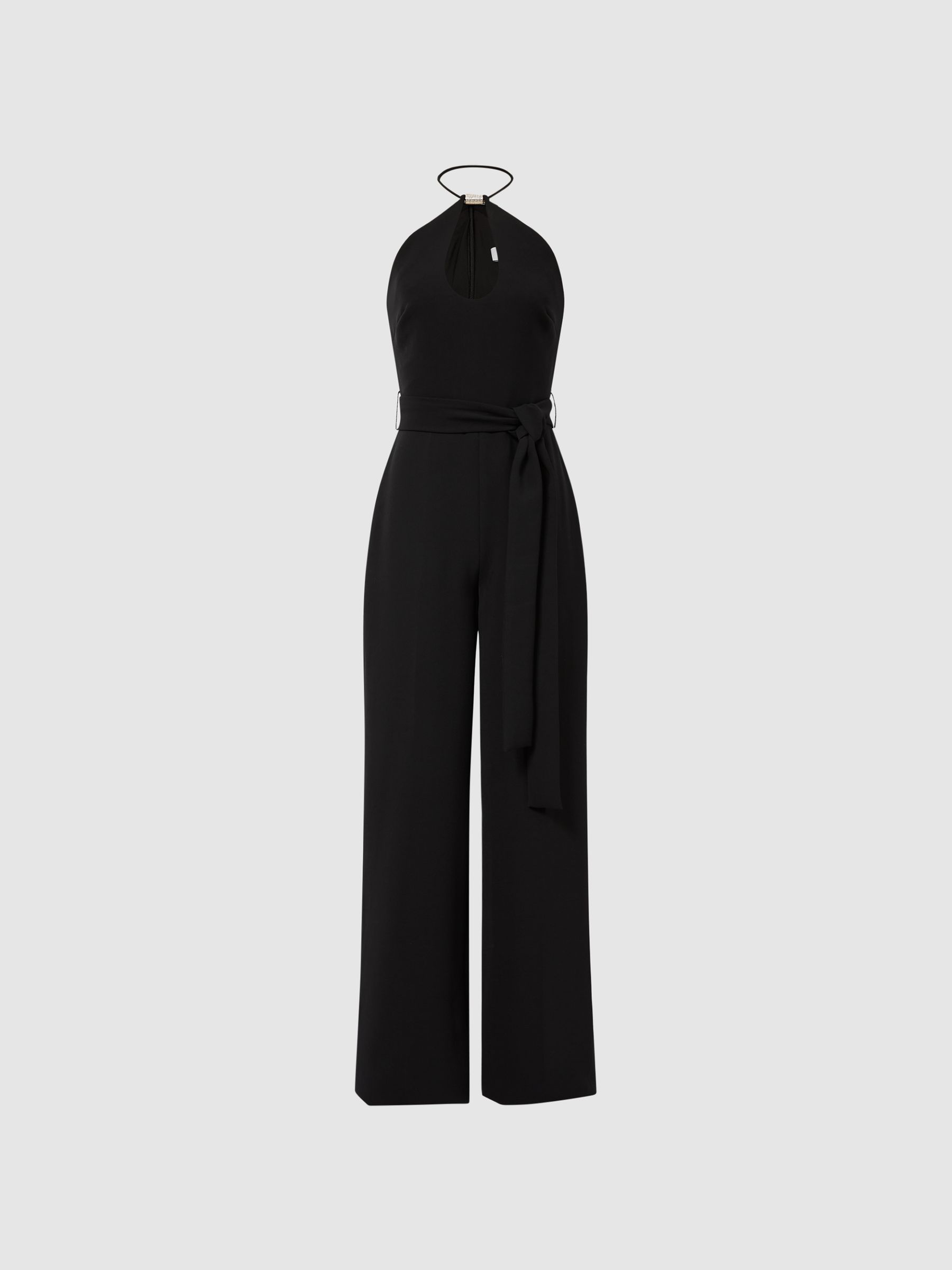 Halston Halter Neck Wide Leg Jumpsuit in Black - Image 2 of 10