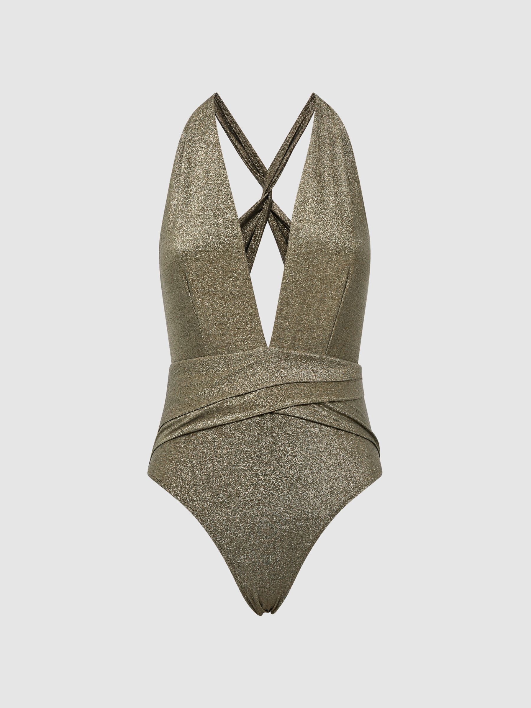 Metallic Swimsuit in Gold - Image 2 of 7