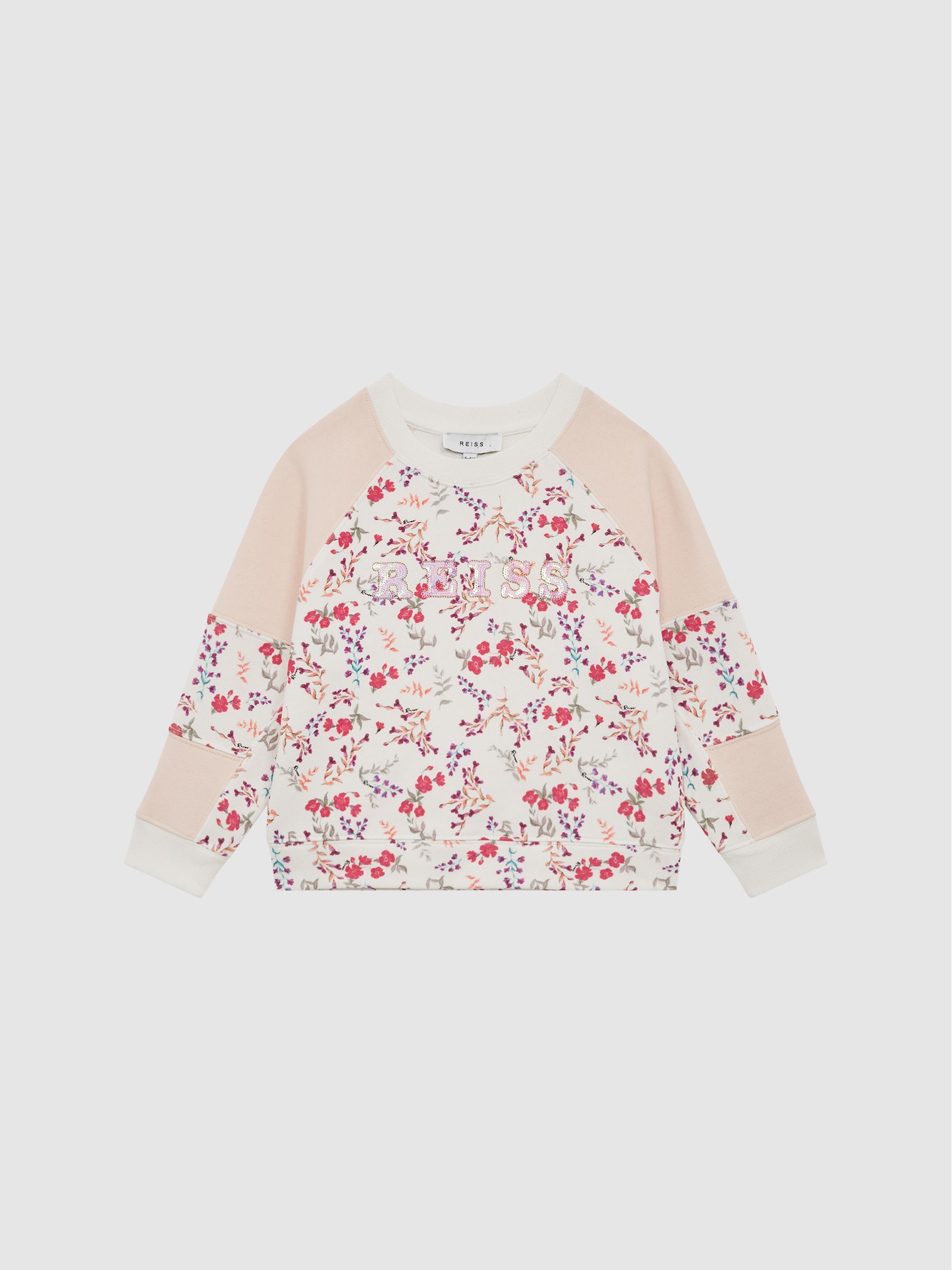 Floral Printed Crew Neck Jumper in Pink Print - Image 2 of 6