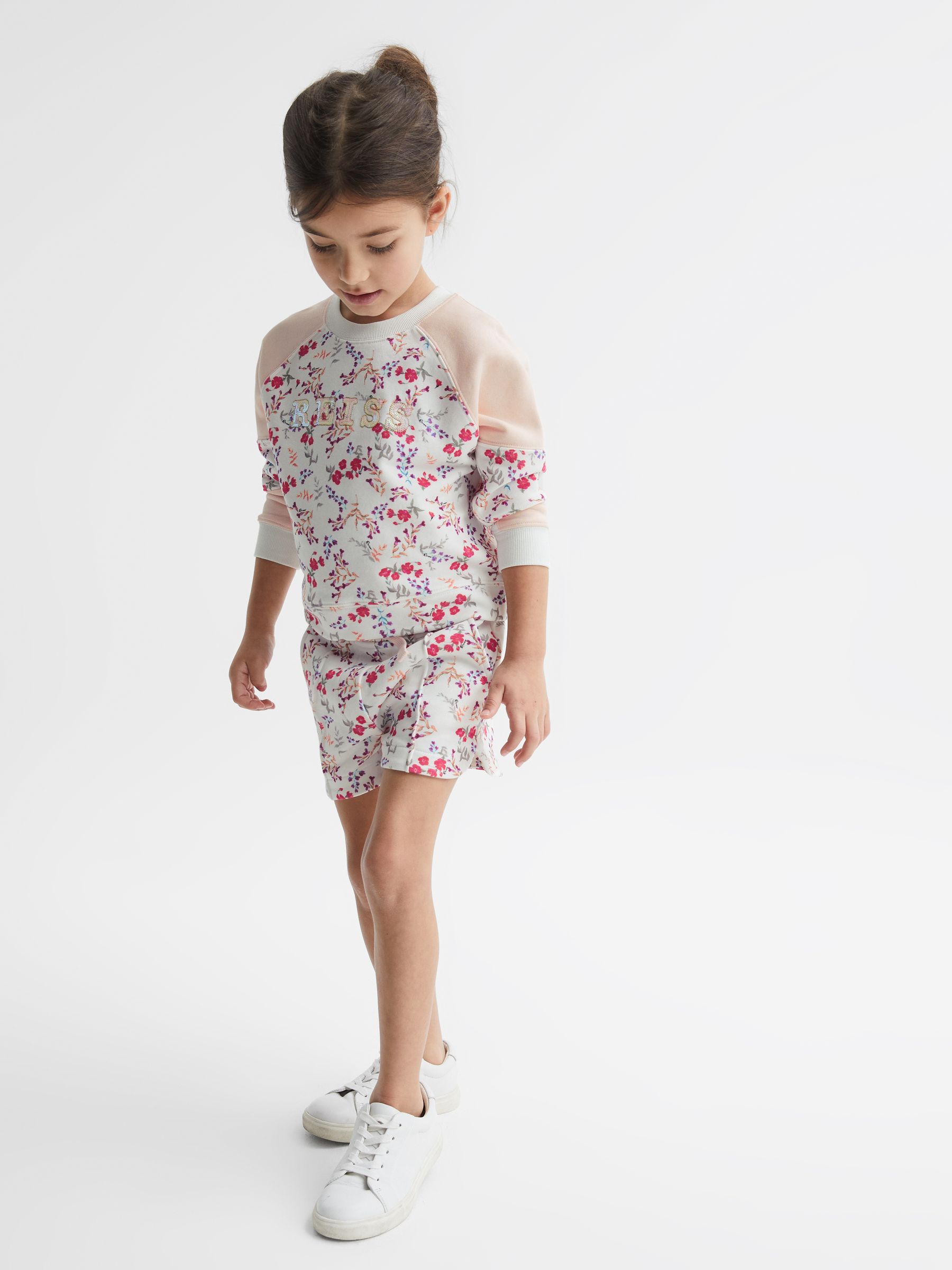 Floral Printed Crew Neck Jumper in Pink Print - Image 3 of 6