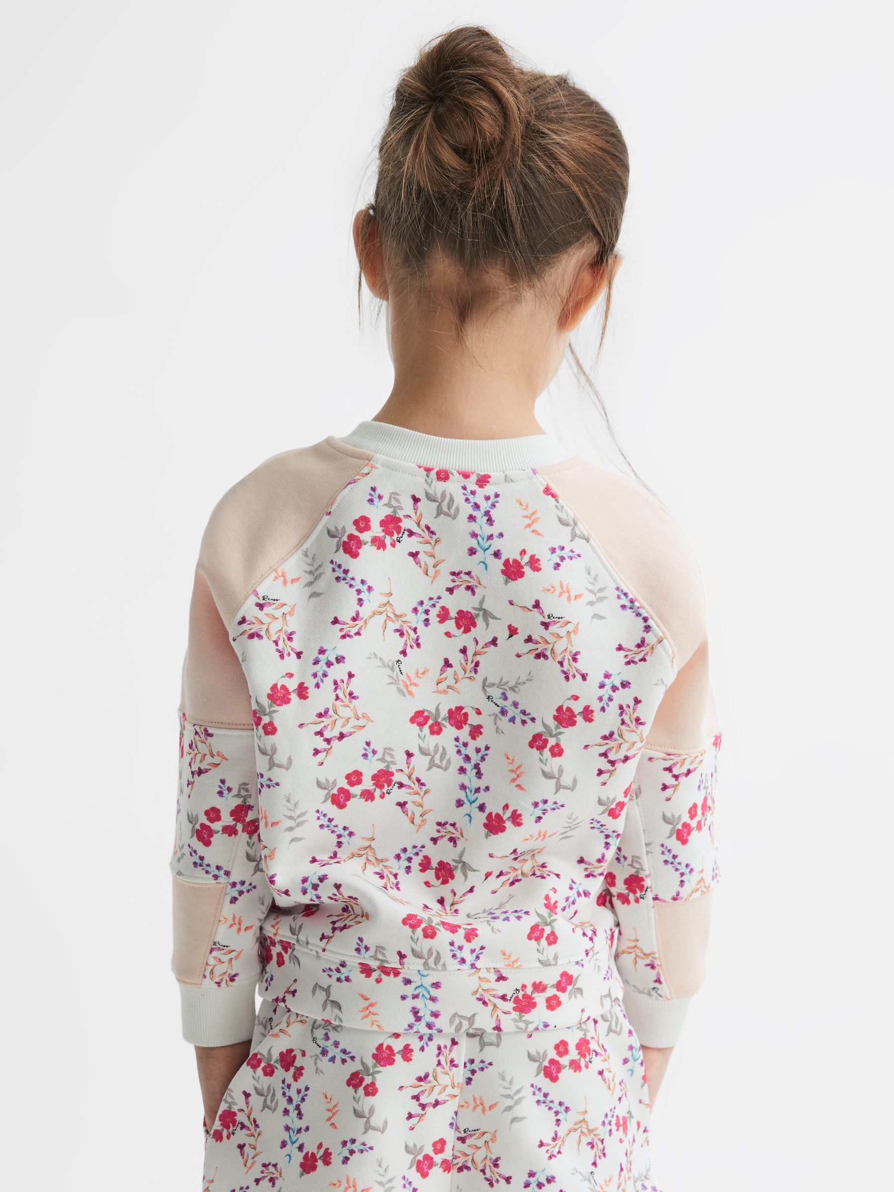 Floral Printed Crew Neck Jumper in Pink Print - Image 5 of 6