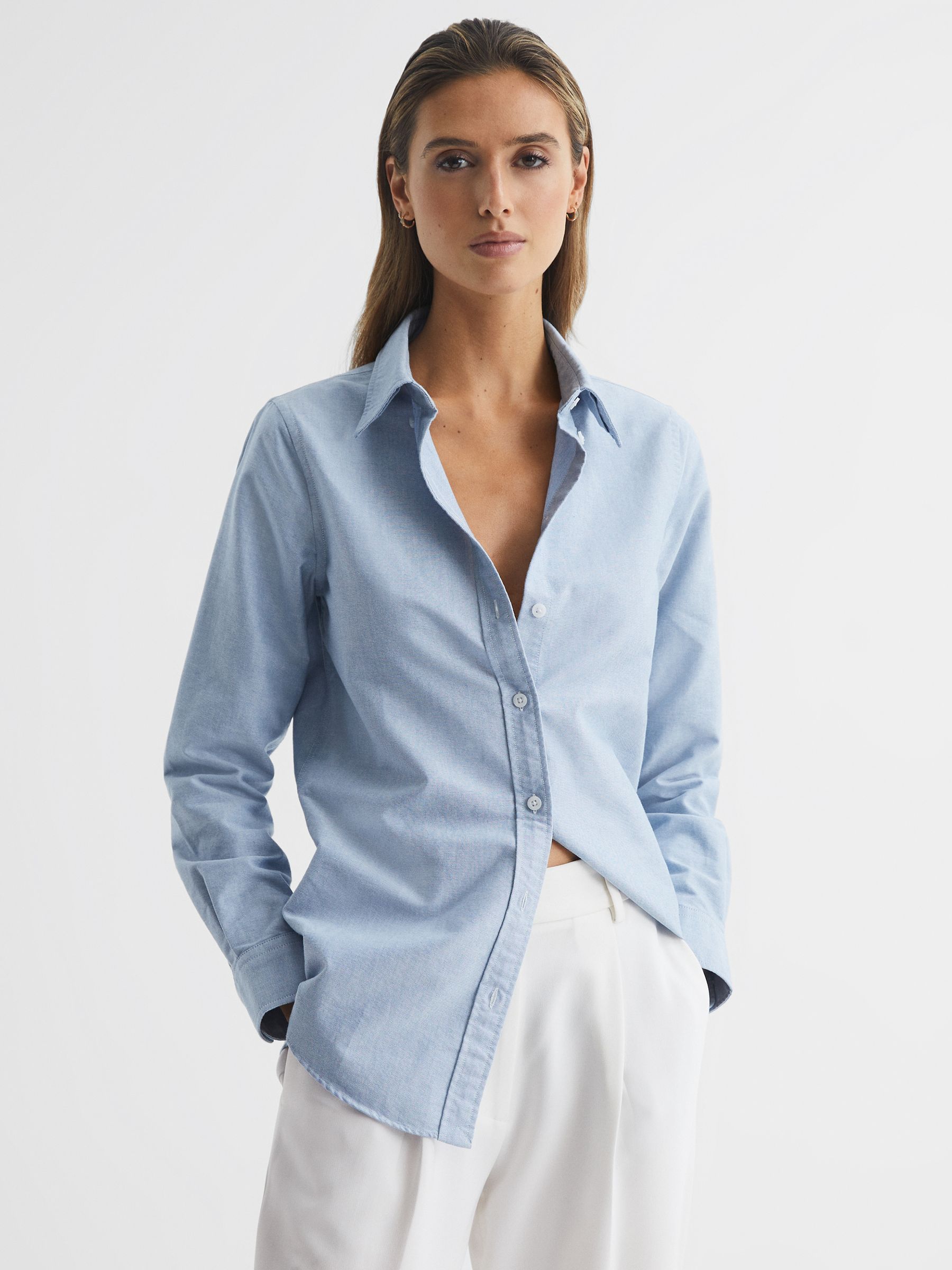 Fitted Oxford Shirt in Blue - Image 1 of 6
