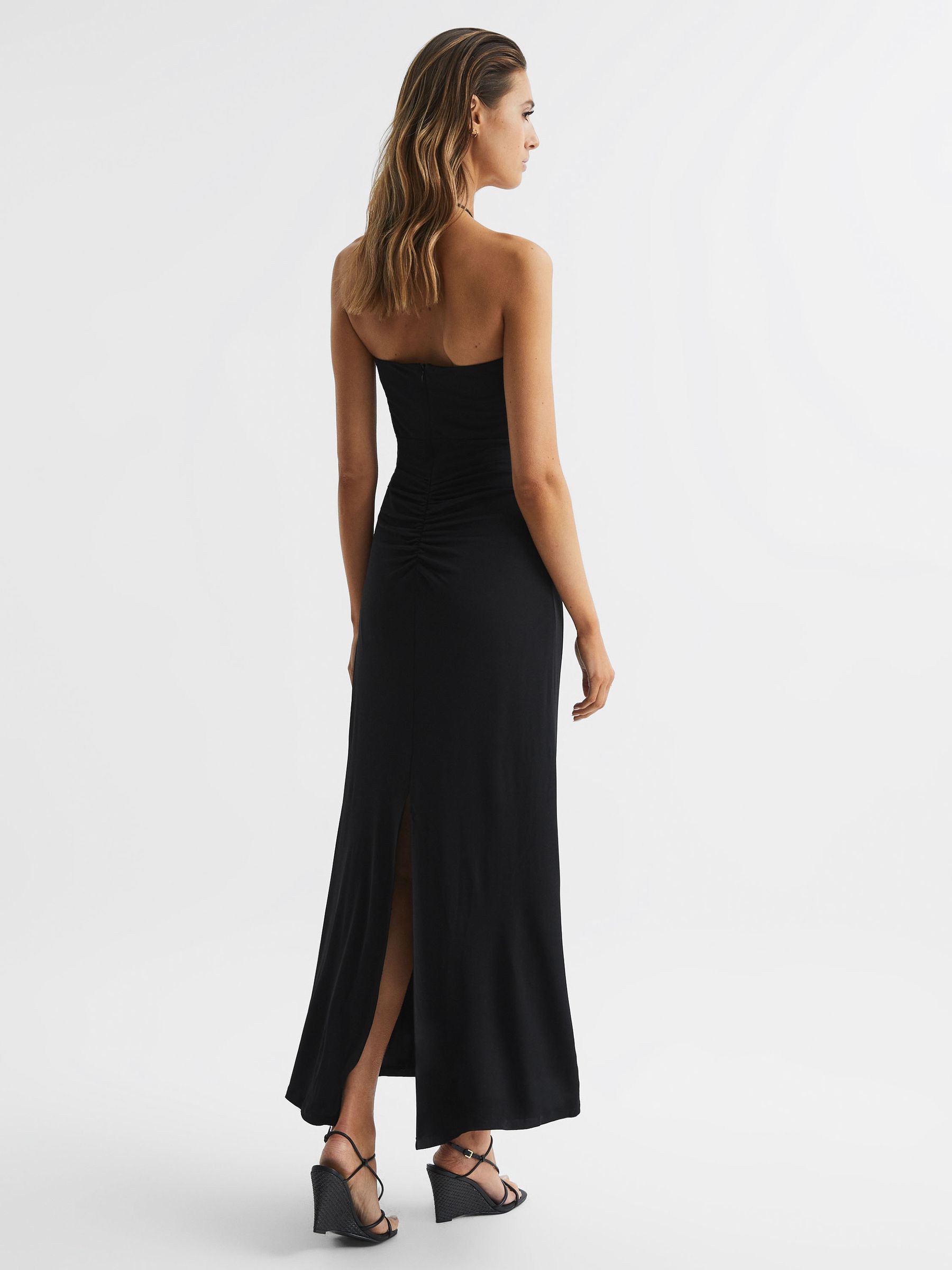 Plunge Halter Neck Maxi Dress in Black - Image 5 of 8