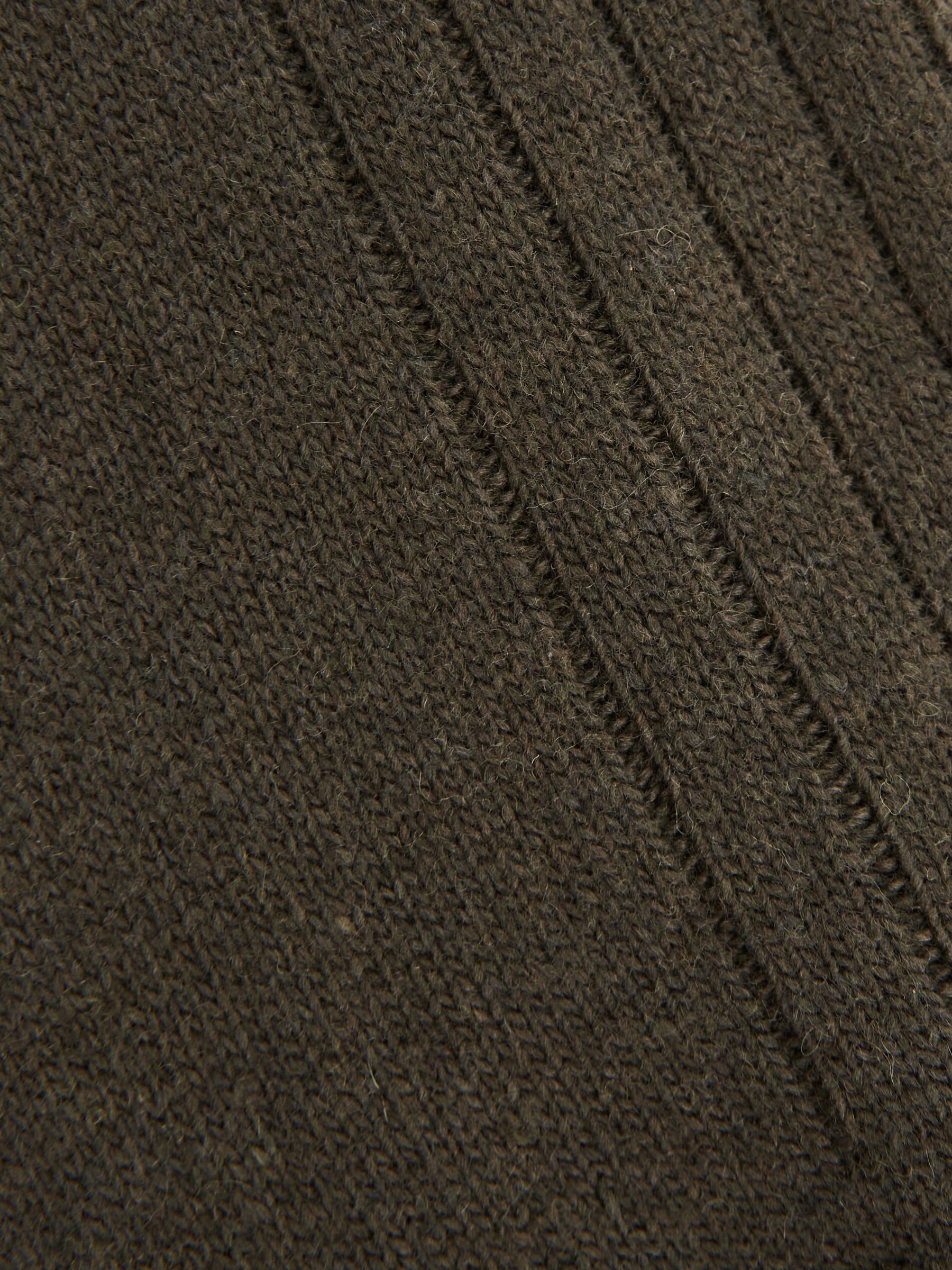 Wool-Cashmere Blend Ribbed Socks in Khaki - Image 3 of 3