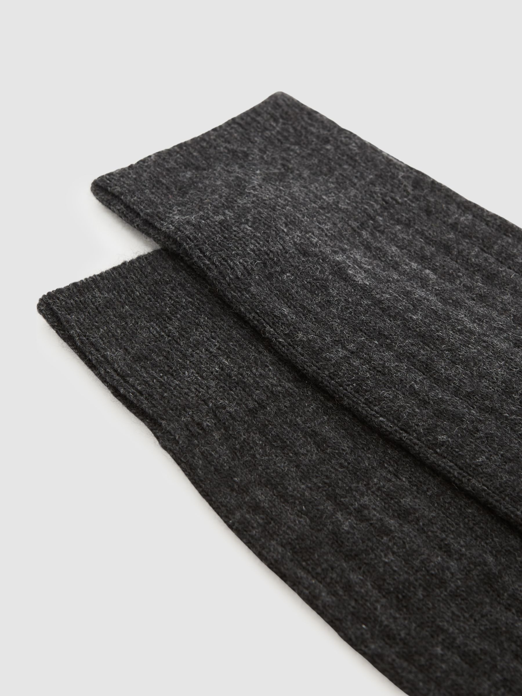Wool-Cashmere Blend Ribbed Socks in Charcoal - Image 2 of 3