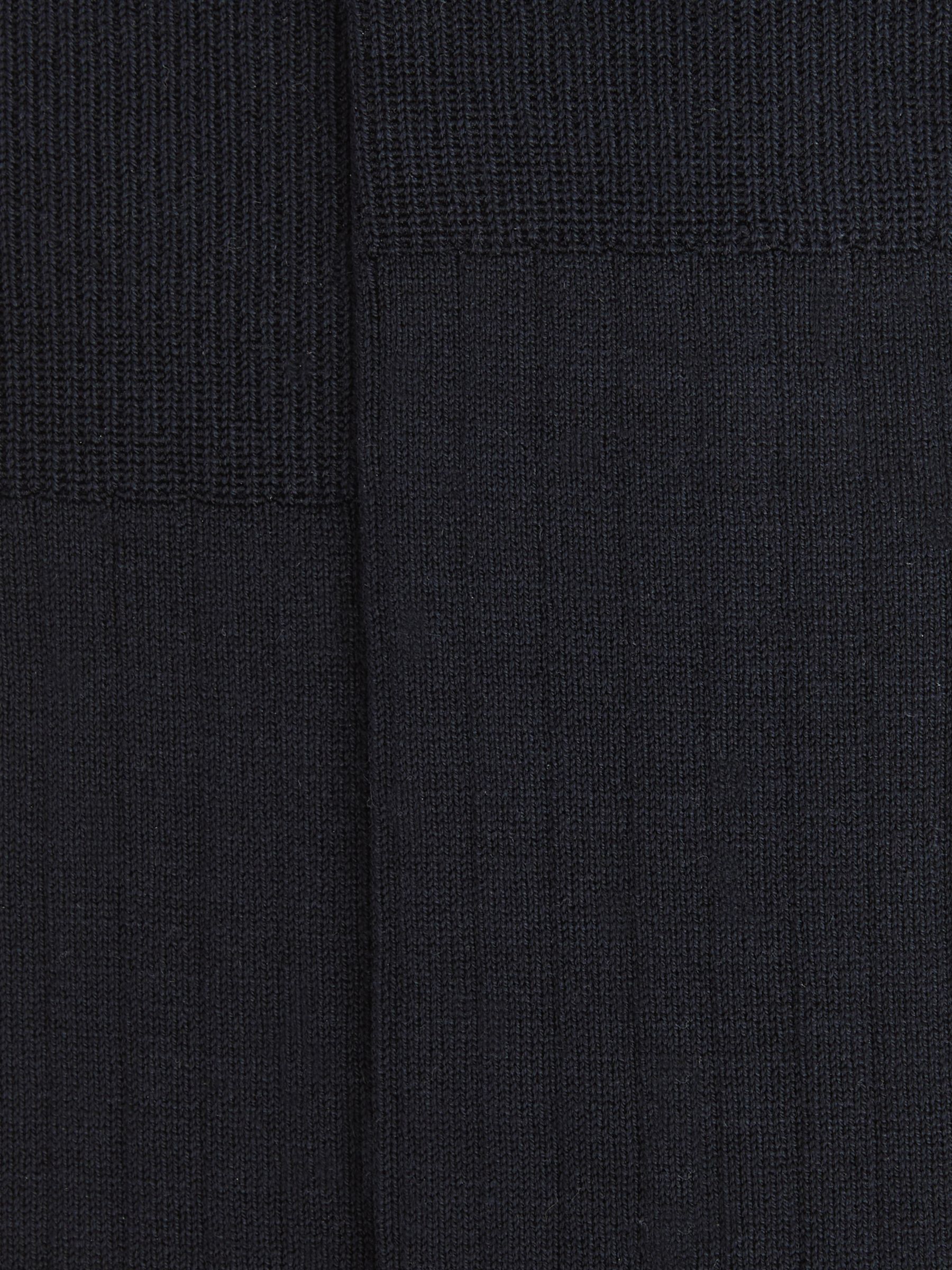 Wool-Cashmere Blend Ribbed Socks in Navy - Image 3 of 3