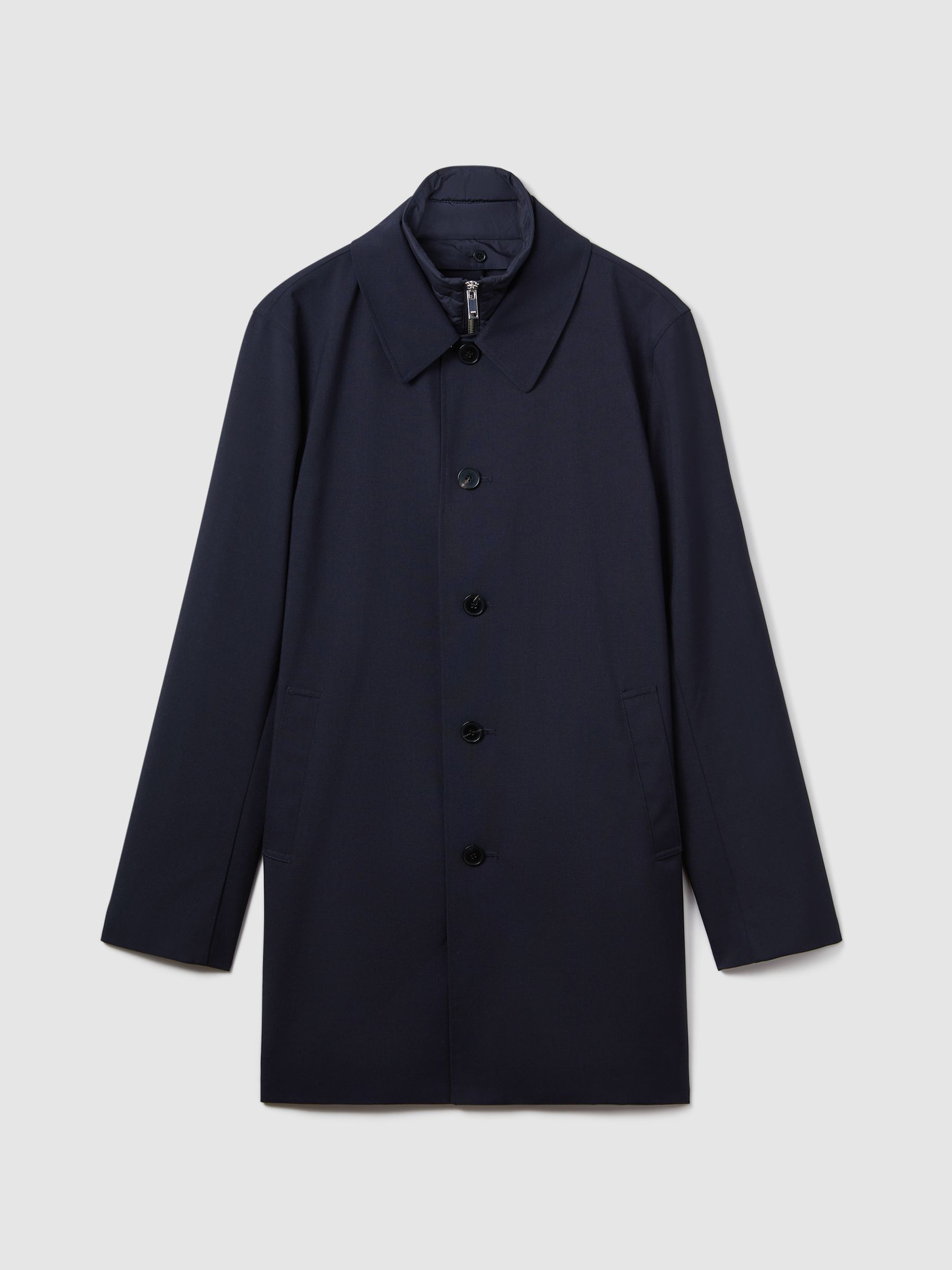 Jacket With Removable Funnel-Neck Insert in Navy - Image 2 of 8