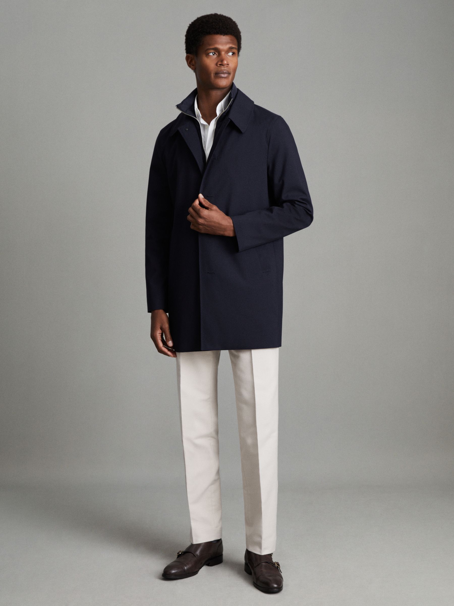 Jacket With Removable Funnel-Neck Insert in Navy - Image 3 of 8