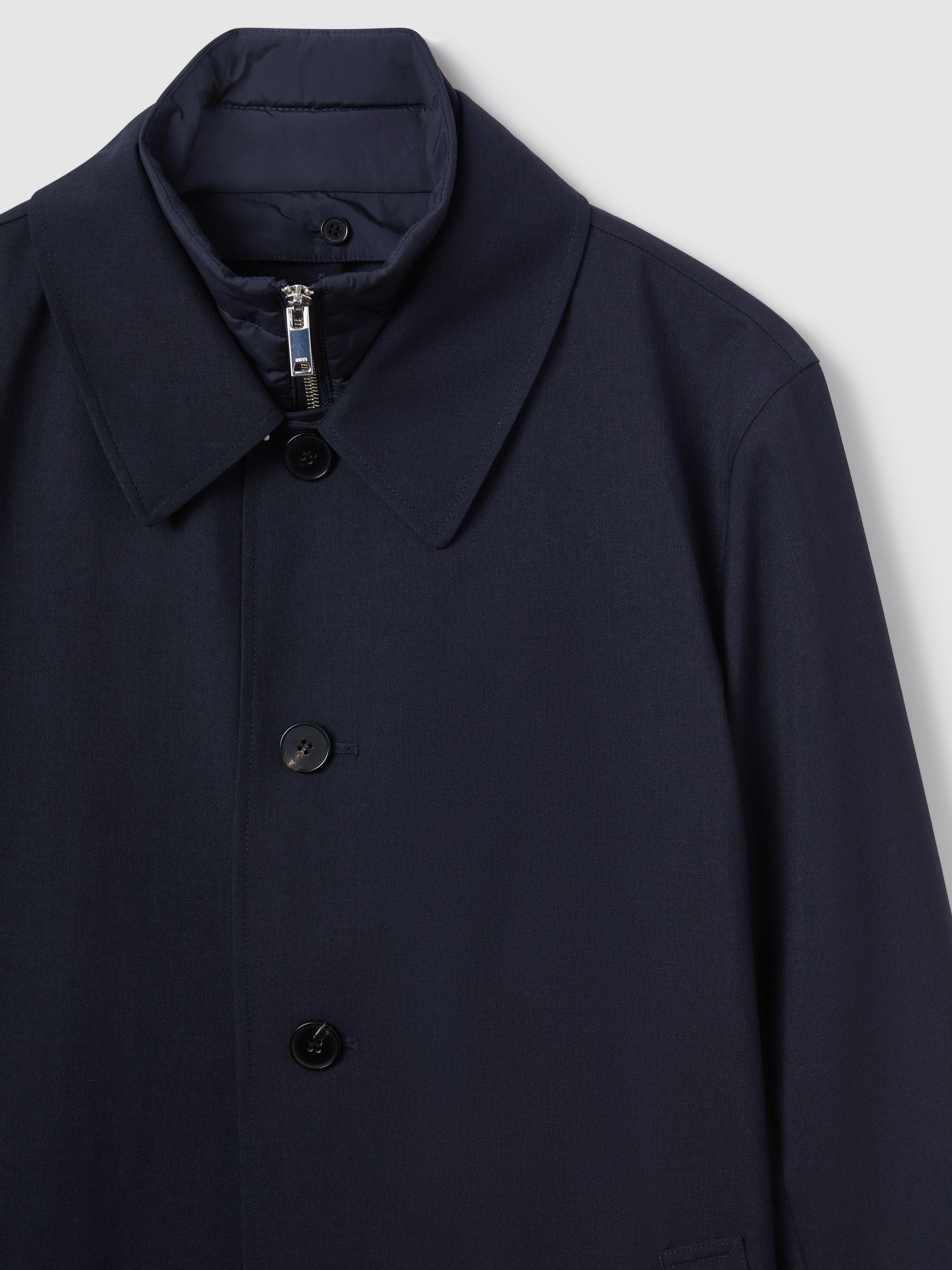 Jacket With Removable Funnel-Neck Insert in Navy - Image 5 of 8