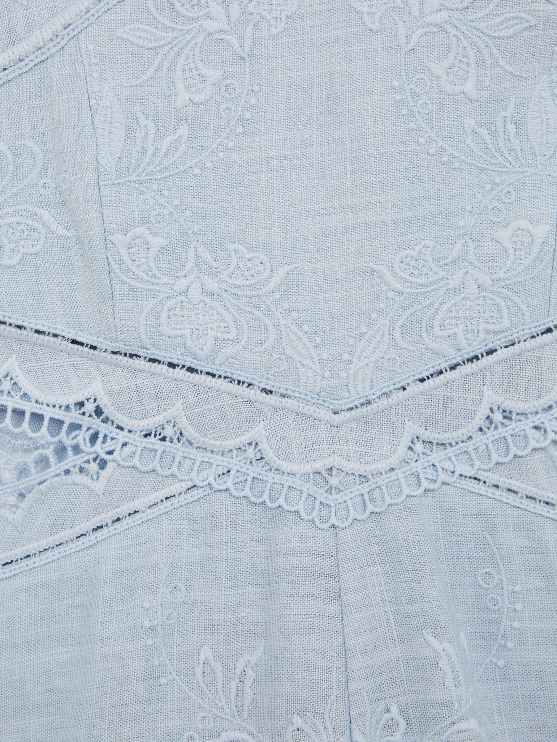 Junior Cross Back Embroidered Dress in Blue - Image 6 of 6