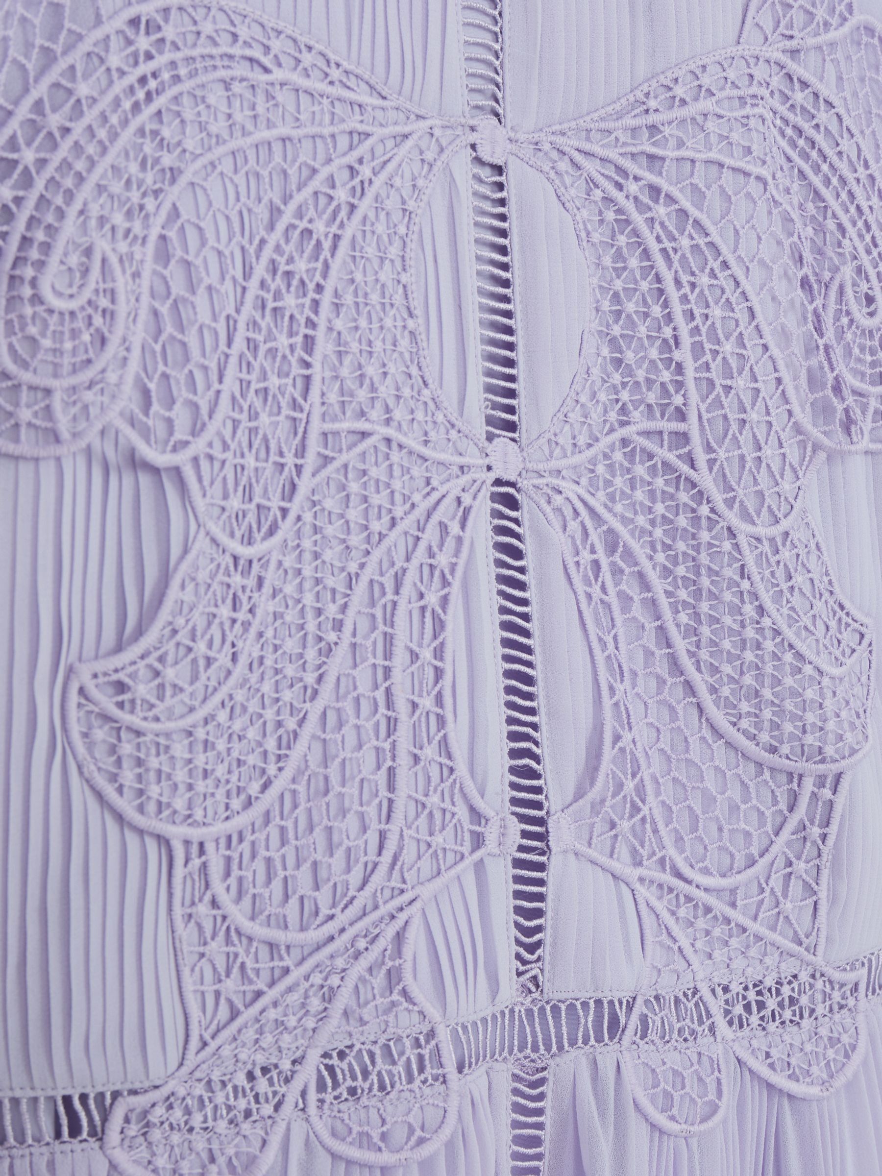 Lace Embroidered Pleated Dress in Lilac - Image 6 of 6