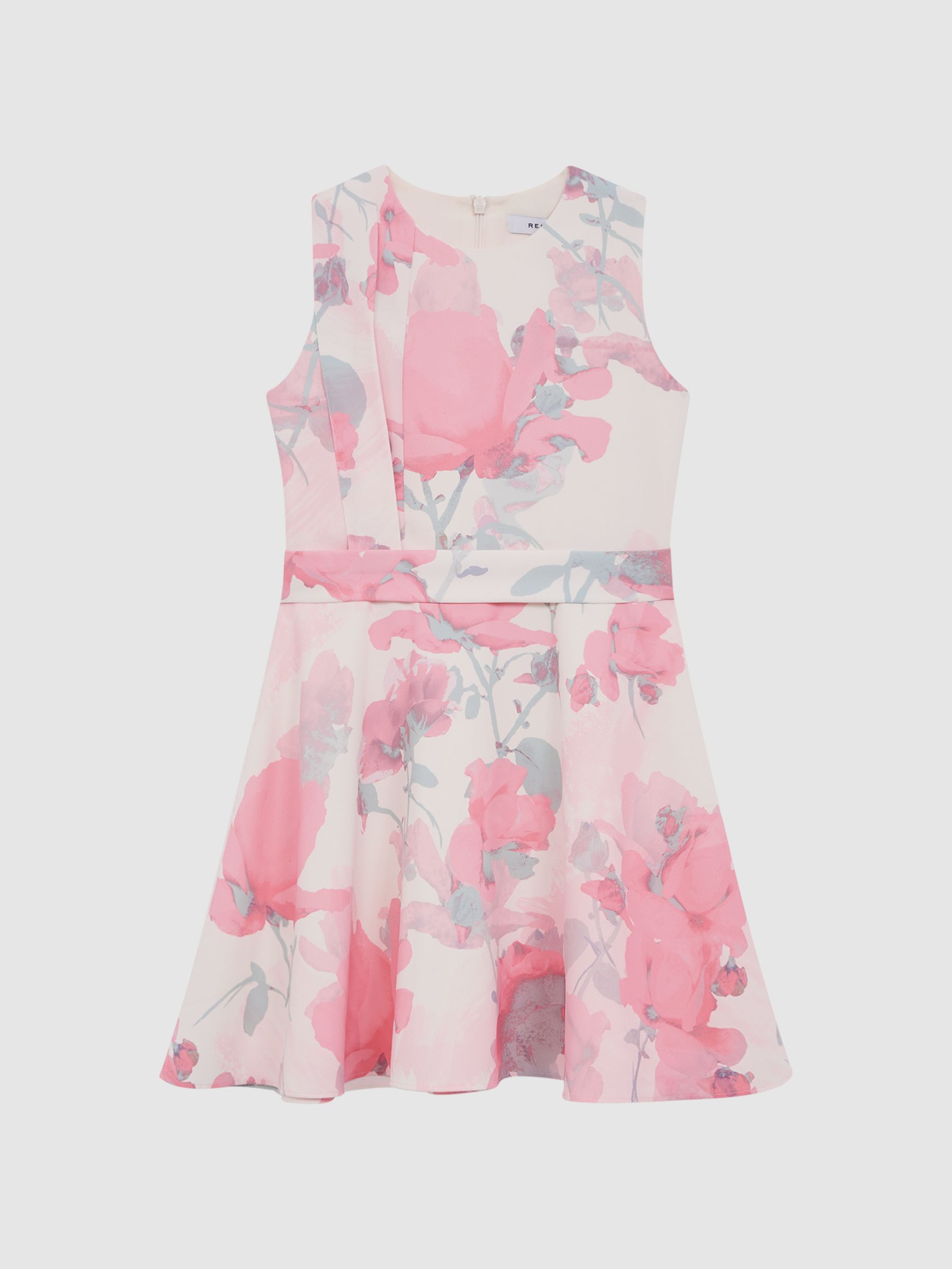 9-12 yrs Floral Printed Belted Dress in Pink - Image 2 of 6 9-12 yrs Floral Printed Belted Dress in Pink - Image 2 of 6