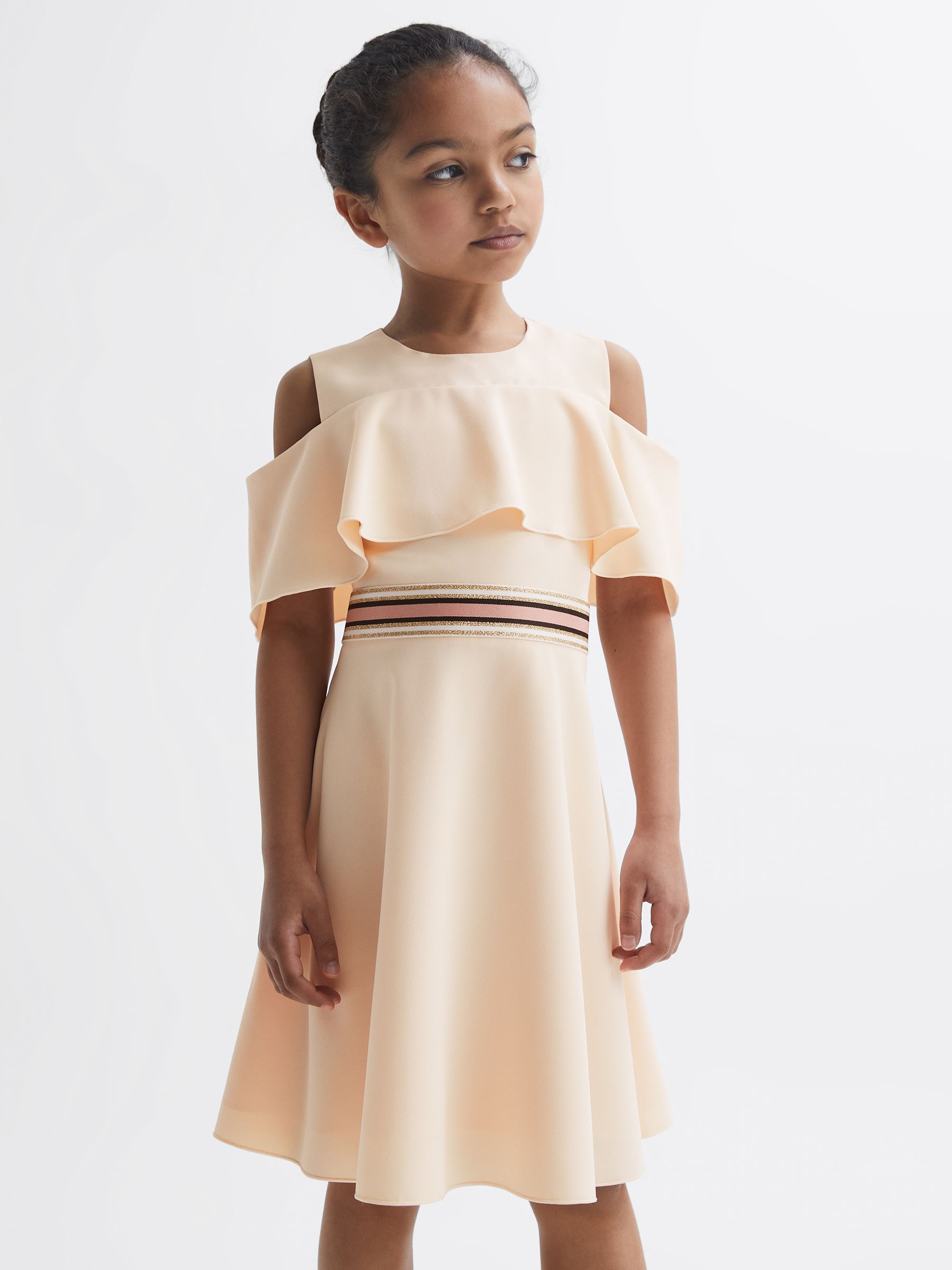 9-12 yrs Off-The-Shoulder Dress in Pink - Image 1 of 6