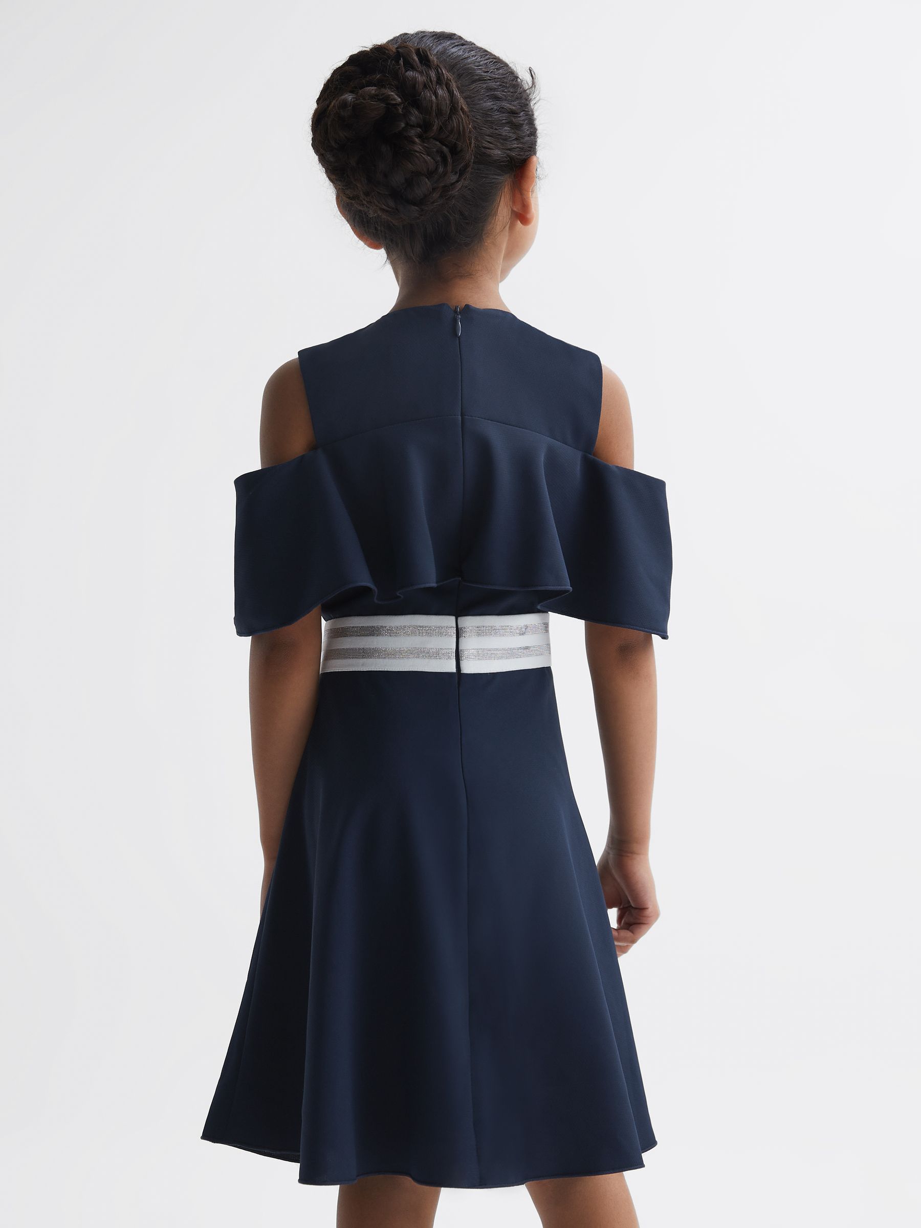 Senior Off-The-Shoulder Dress in Navy - Image 5 of 5