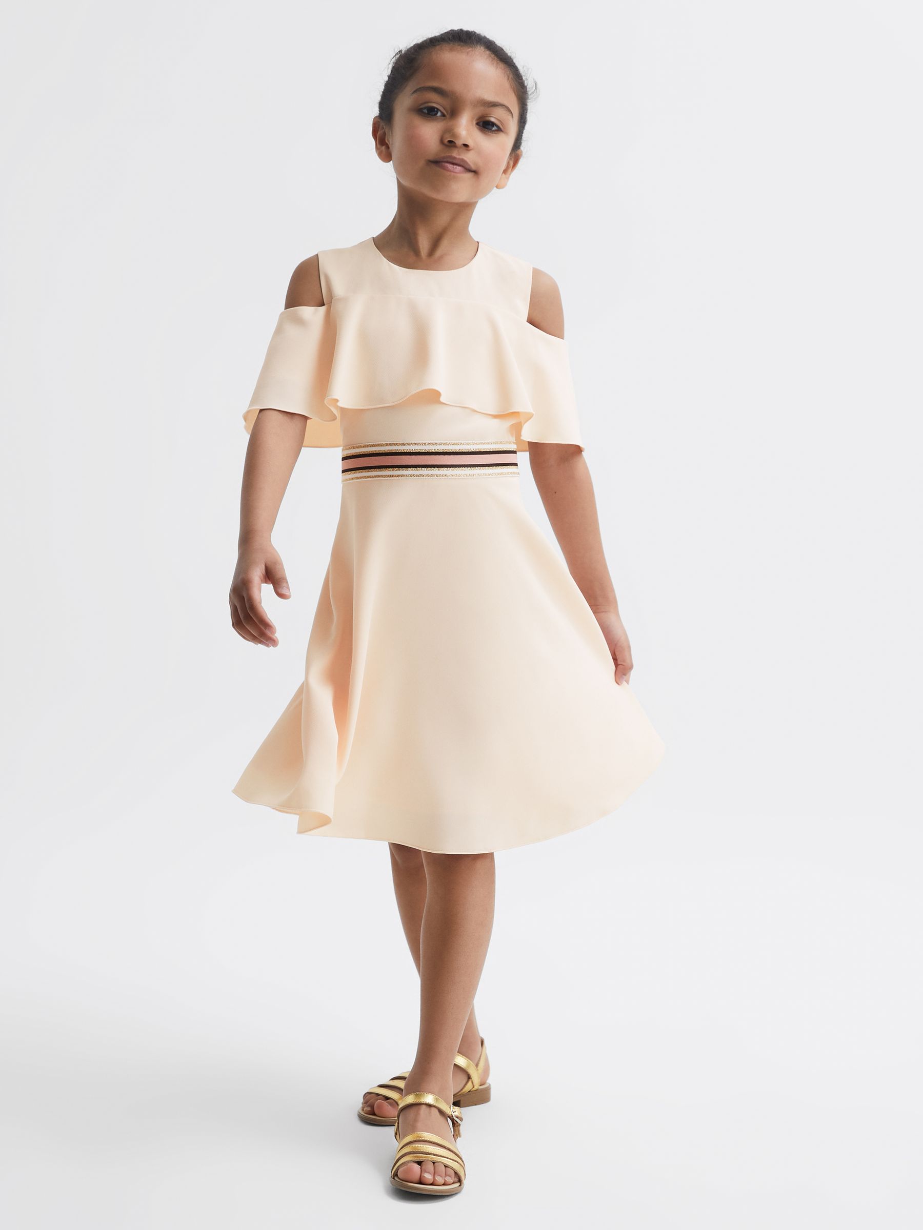4-9 yrs Off-The-Shoulder Dress in Pink - Image 1 of 6 4-9 yrs Off-The-Shoulder Dress in Pink - Image 1 of 6