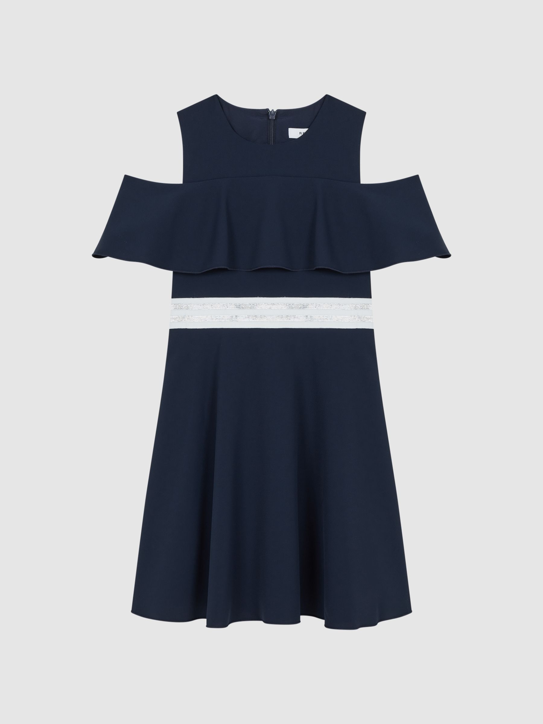 4-9 yrs Off-The-Shoulder Dress in Navy - Image 2 of 6 4-9 yrs Off-The-Shoulder Dress in Navy - Image 2 of 6